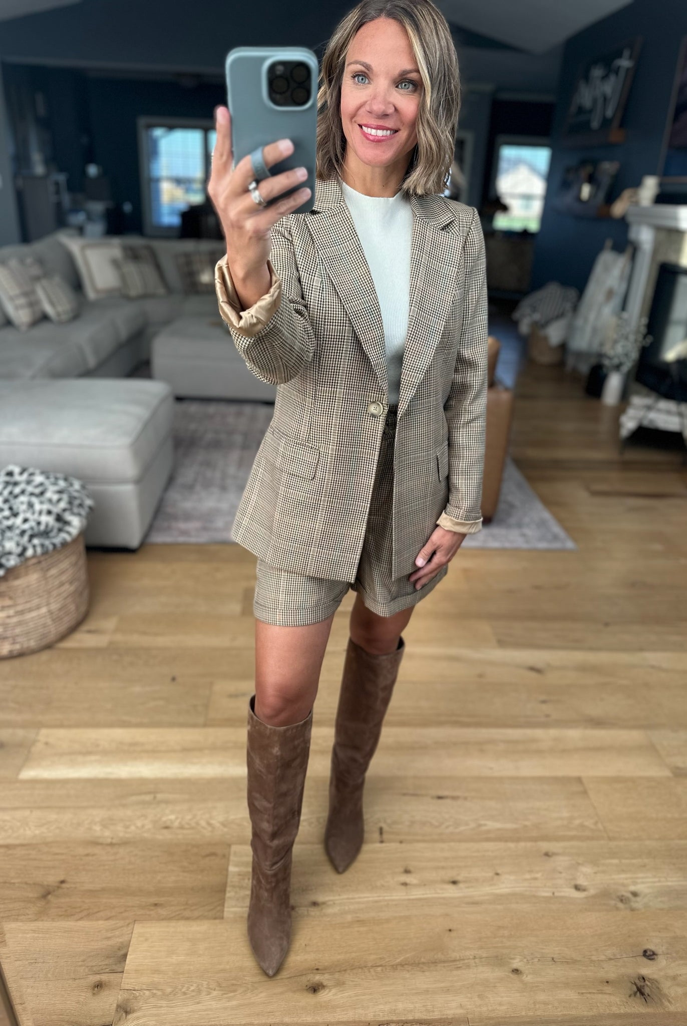 Back to Business Blazer + Short Set-Skies Are Blue-Anna Kaytes Boutique, Women's Fashion Boutique in Grinnell, Iowa