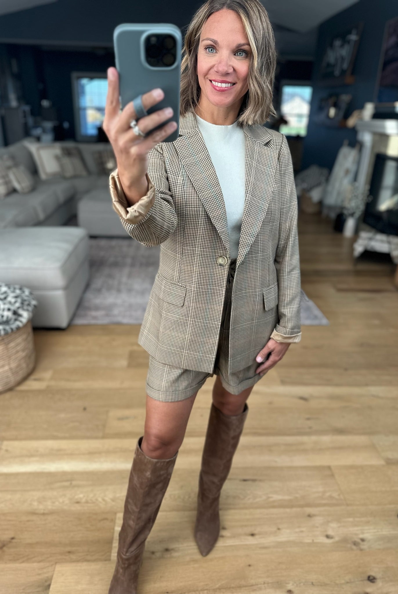 Back to Business Blazer + Short Set-Skies Are Blue-Anna Kaytes Boutique, Women's Fashion Boutique in Grinnell, Iowa