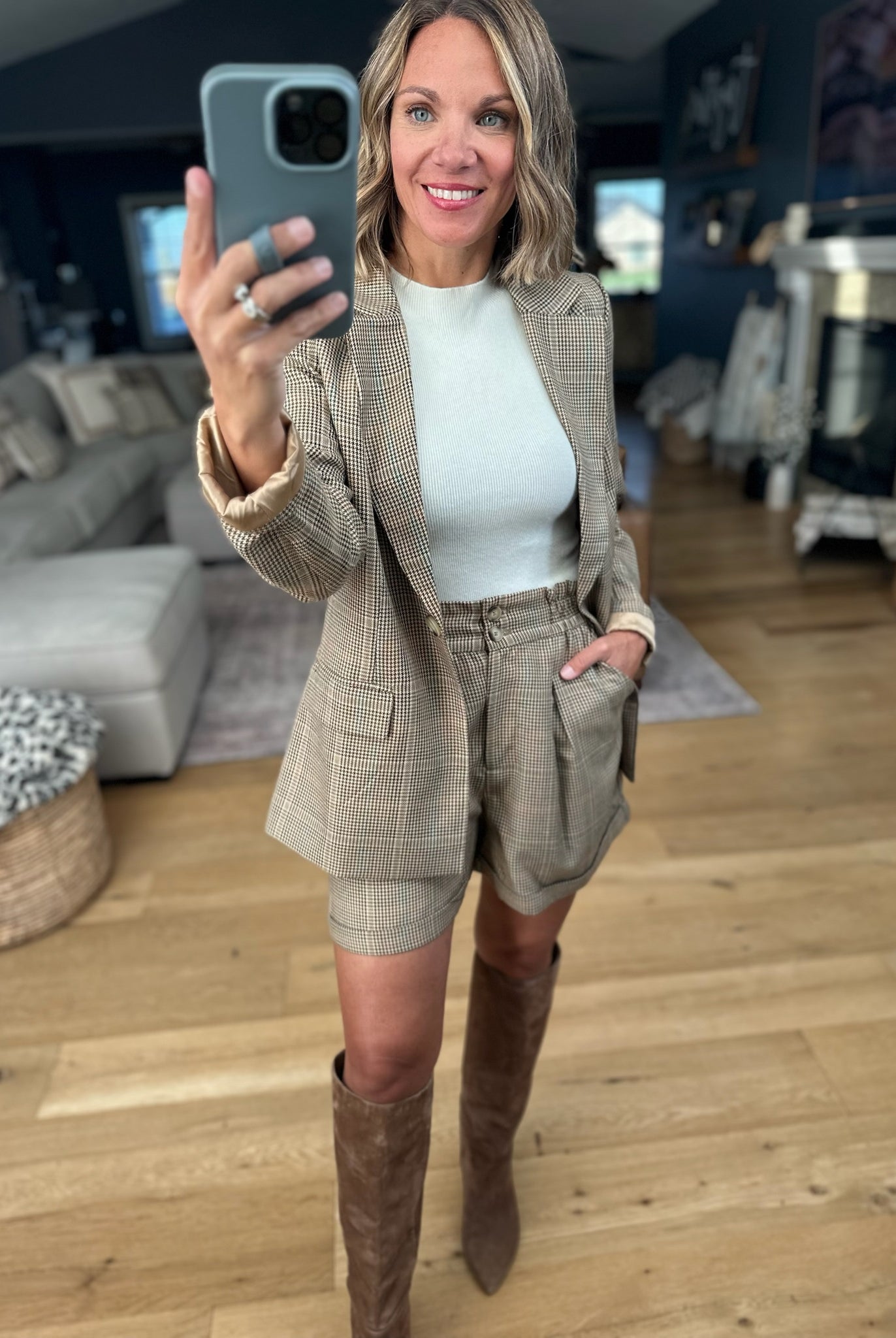 Back to Business Blazer + Short Set-Skies Are Blue-Anna Kaytes Boutique, Women's Fashion Boutique in Grinnell, Iowa