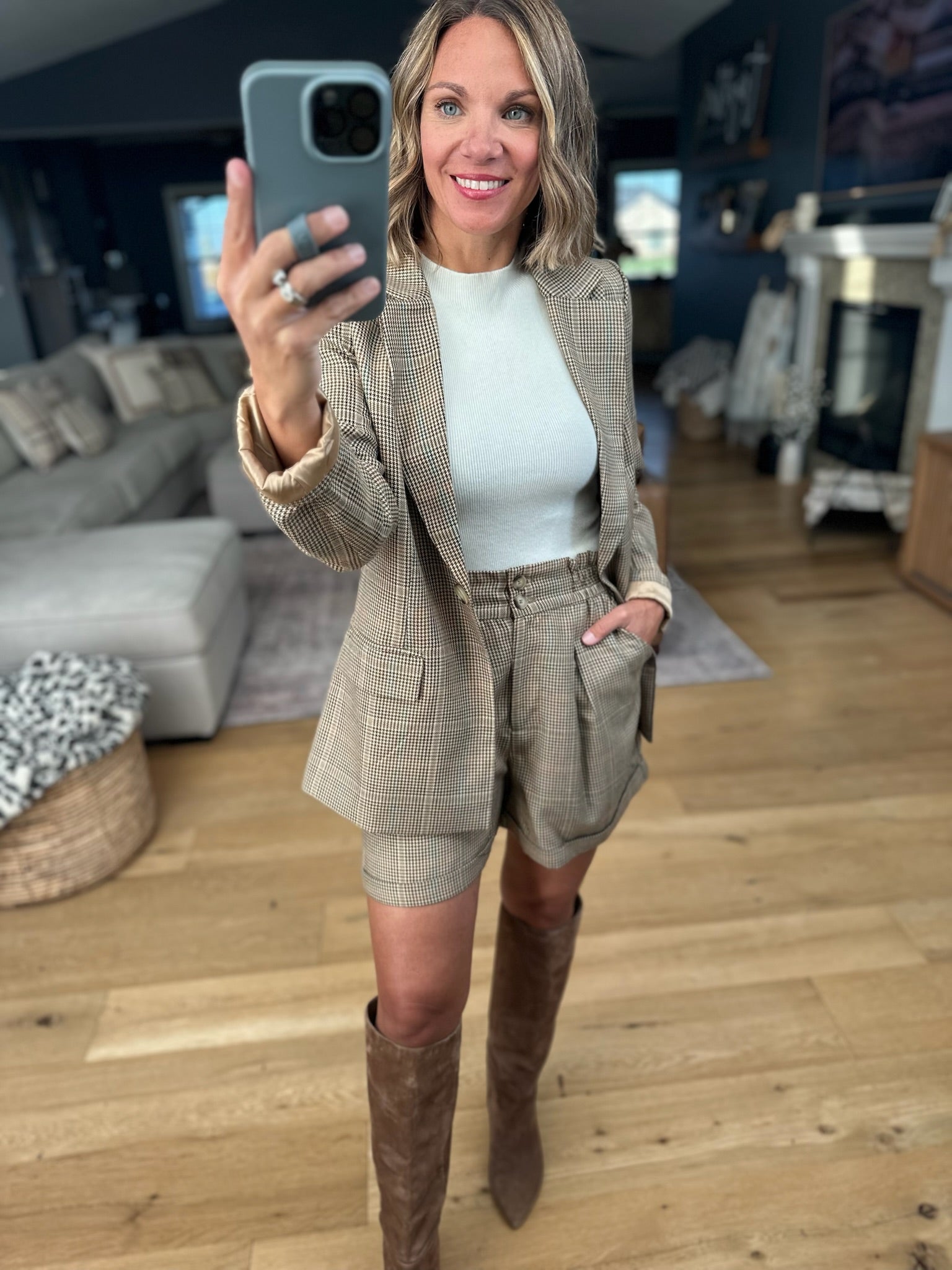 Back to Business Blazer + Short Set-Skies Are Blue-Anna Kaytes Boutique, Women's Fashion Boutique in Grinnell, Iowa