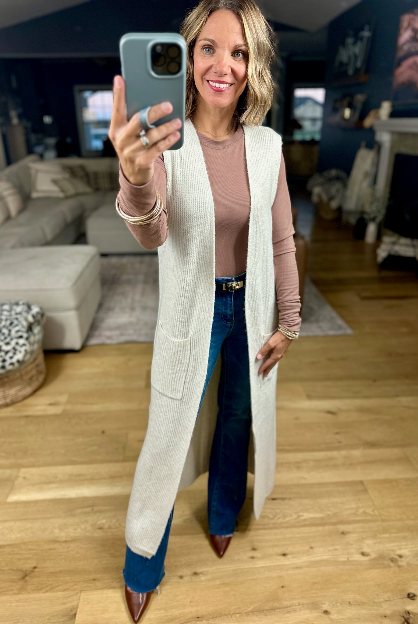 Simple Thoughts Ribbed Duster Sweater Vest-sweater-Wishlist-Anna Kaytes Boutique, Women's Fashion Boutique in Grinnell, Iowa