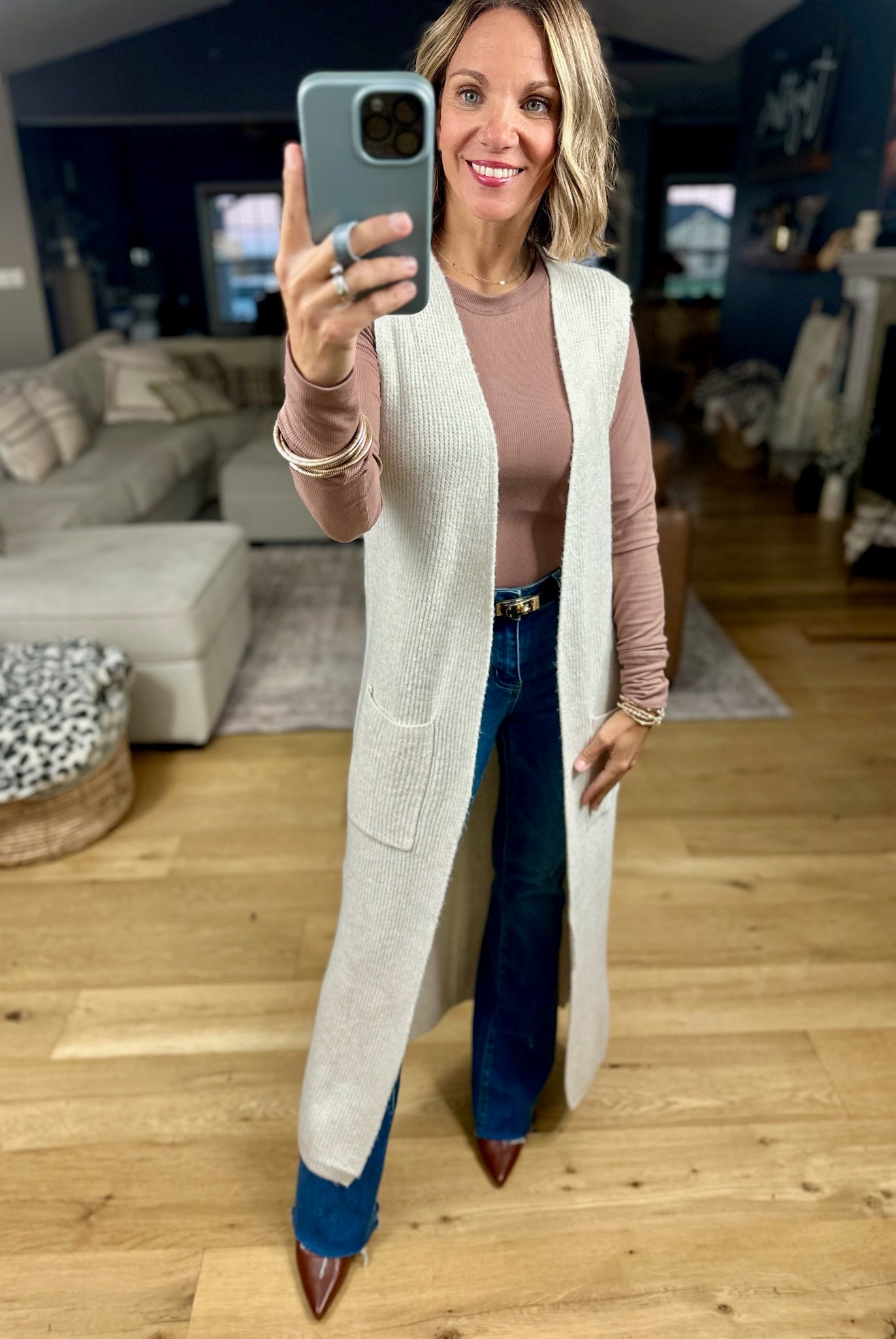 Simple Thoughts Ribbed Duster Sweater Vest-sweater-Wishlist-Anna Kaytes Boutique, Women's Fashion Boutique in Grinnell, Iowa