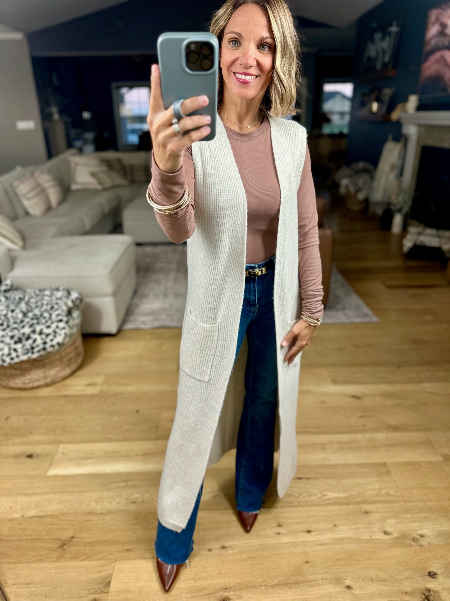 Simple Thoughts Ribbed Duster Sweater Vest-sweater-Wishlist-Anna Kaytes Boutique, Women's Fashion Boutique in Grinnell, Iowa