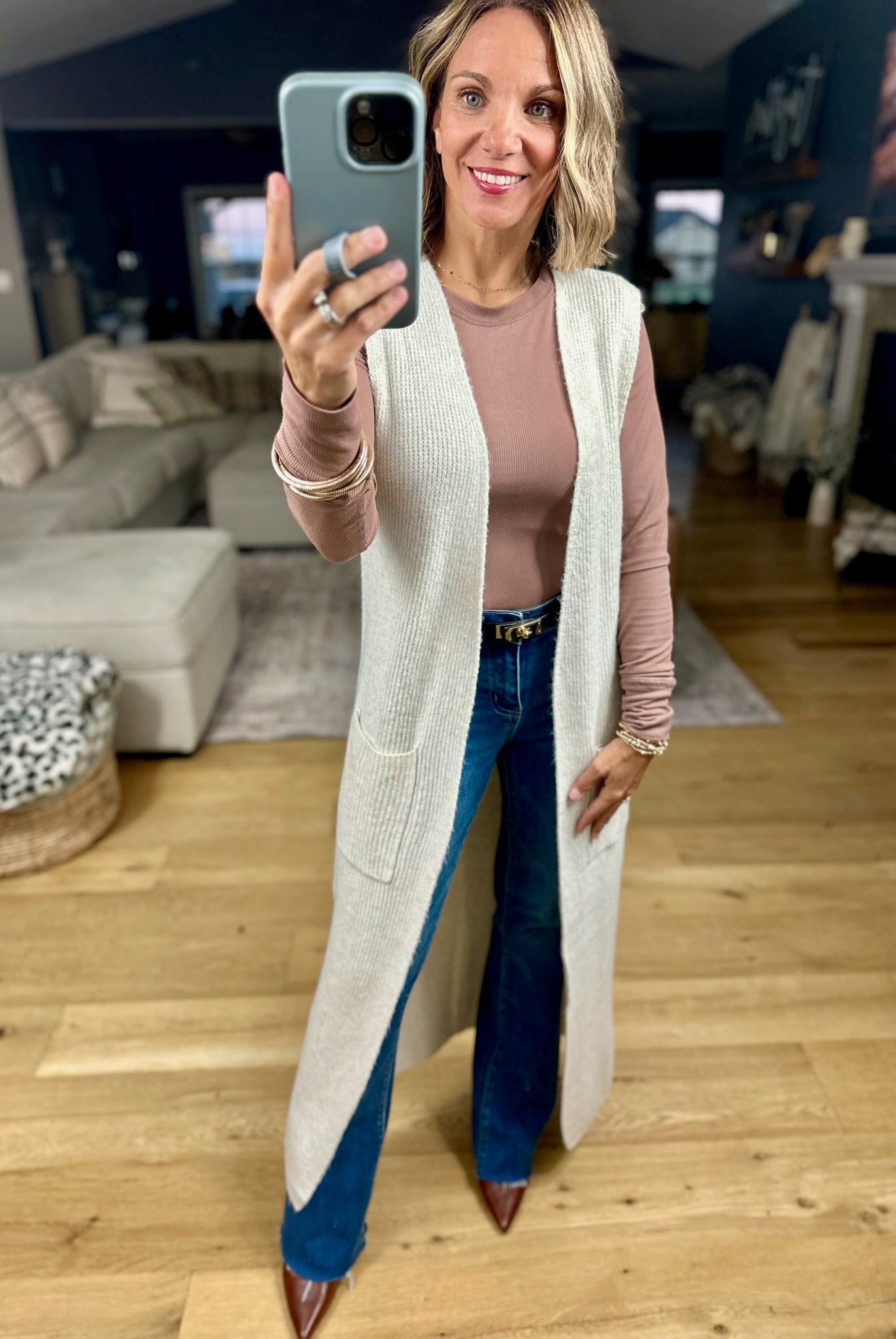 Simple Thoughts Ribbed Duster Sweater Vest-sweater-Wishlist-Anna Kaytes Boutique, Women's Fashion Boutique in Grinnell, Iowa