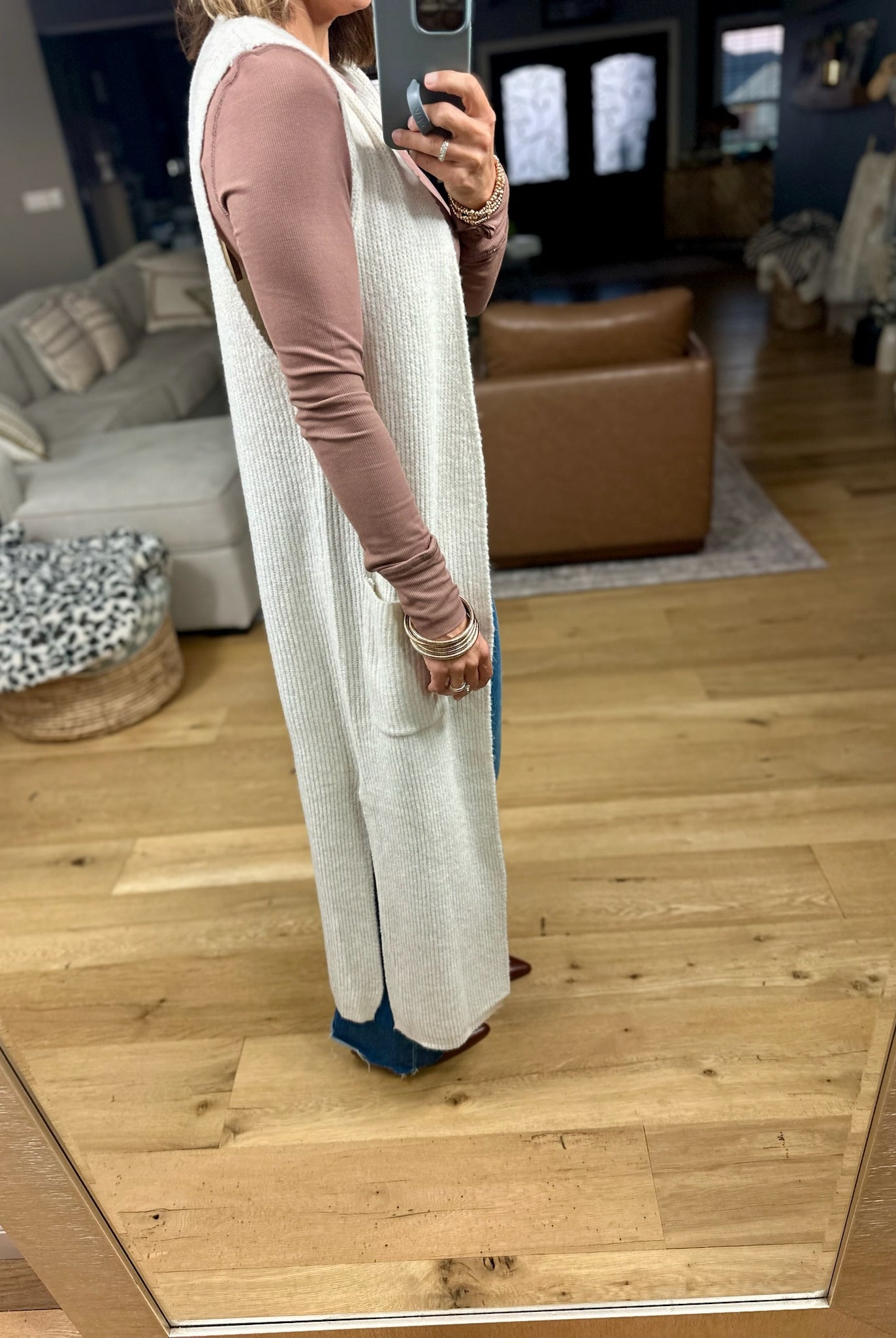 Simple Thoughts Ribbed Duster Sweater Vest-sweater-Wishlist-Anna Kaytes Boutique, Women's Fashion Boutique in Grinnell, Iowa