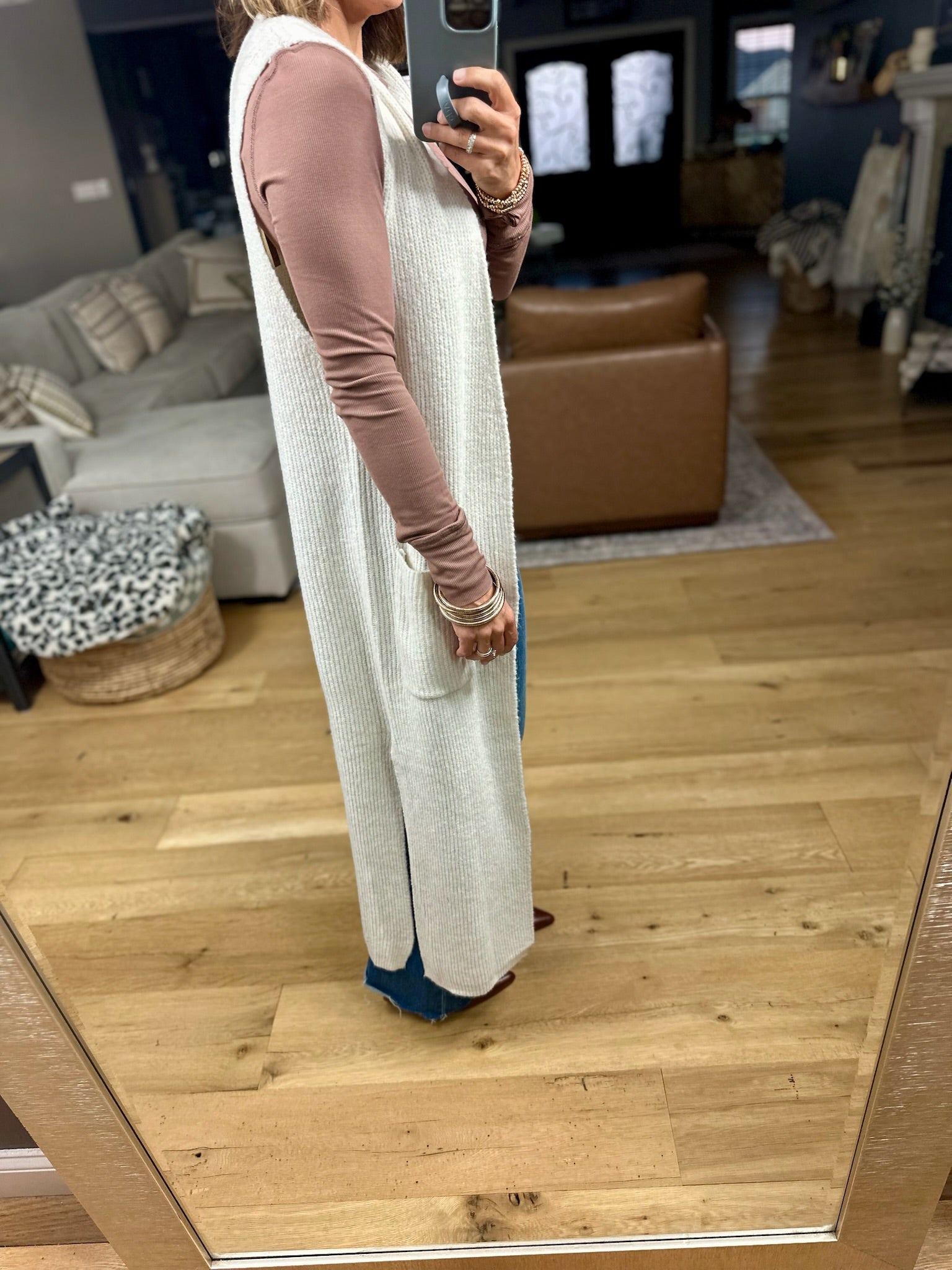 Simple Thoughts Ribbed Duster Sweater Vest-sweater-Wishlist-Anna Kaytes Boutique, Women's Fashion Boutique in Grinnell, Iowa