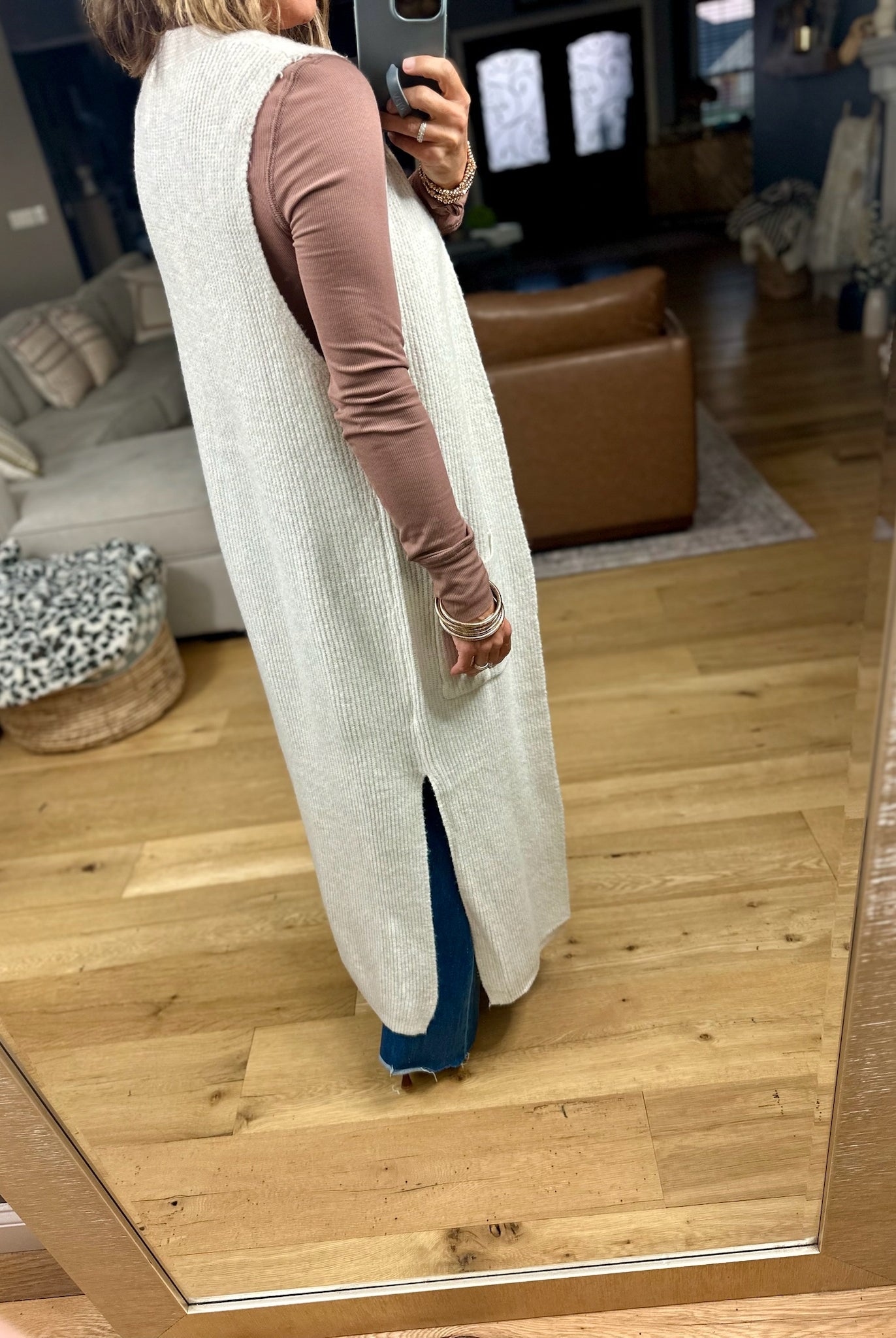 Simple Thoughts Ribbed Duster Sweater Vest-sweater-Wishlist-Anna Kaytes Boutique, Women's Fashion Boutique in Grinnell, Iowa