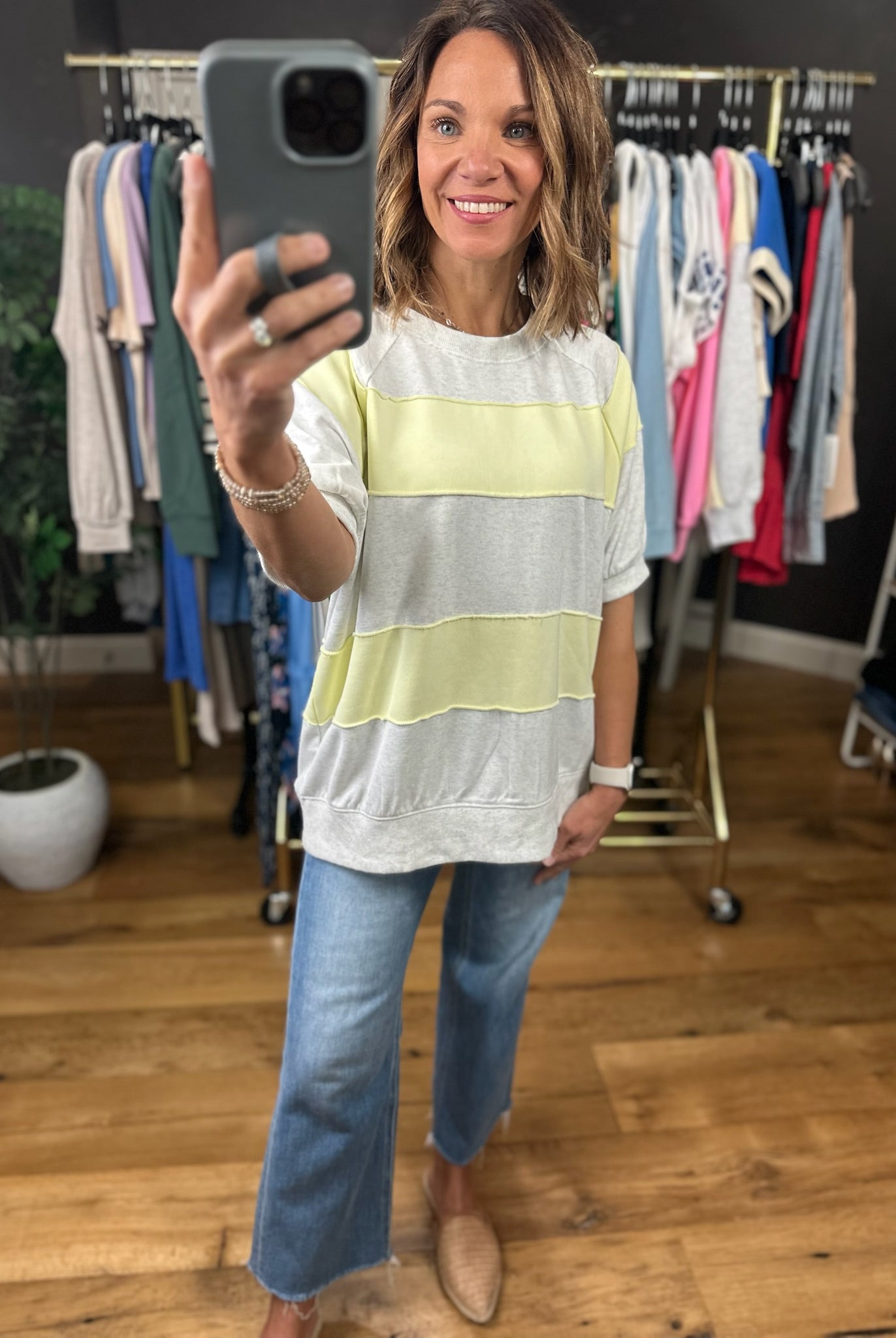 On My Radar Color Block Stripe Top-Short Sleeves-Easel-Anna Kaytes Boutique, Women's Fashion Boutique in Grinnell, Iowa