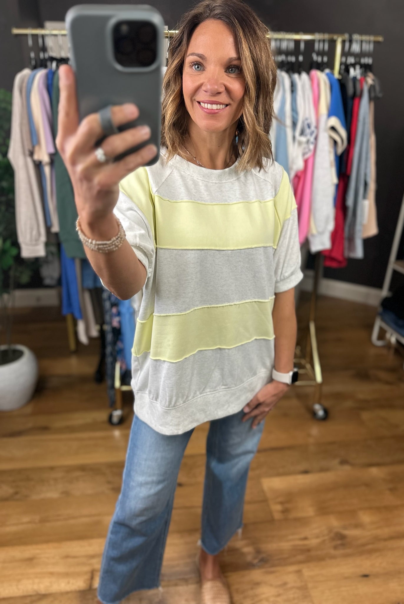 On My Radar Color Block Stripe Top-Short Sleeves-Easel-Anna Kaytes Boutique, Women's Fashion Boutique in Grinnell, Iowa
