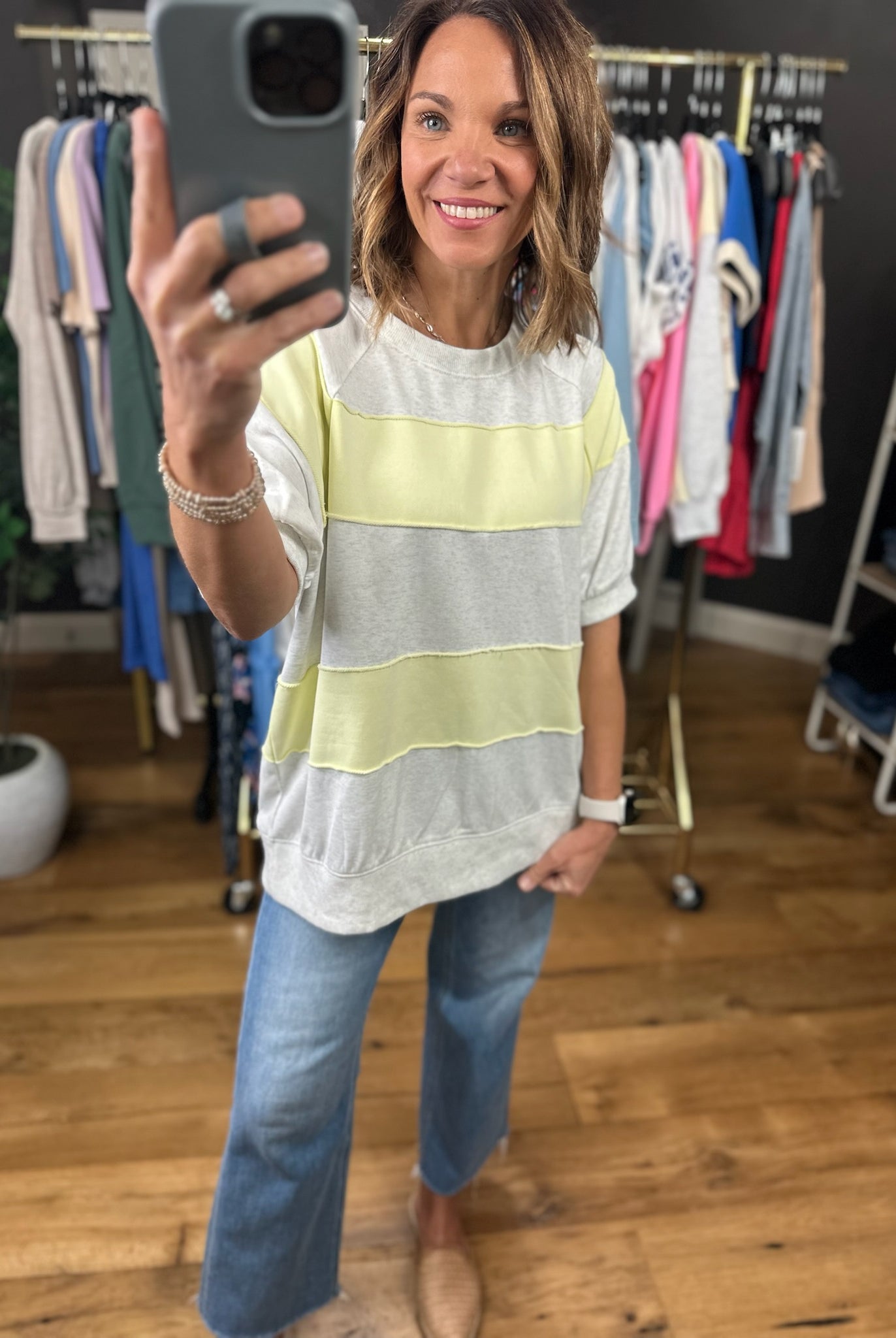 On My Radar Color Block Stripe Top-Short Sleeves-Easel-Anna Kaytes Boutique, Women's Fashion Boutique in Grinnell, Iowa