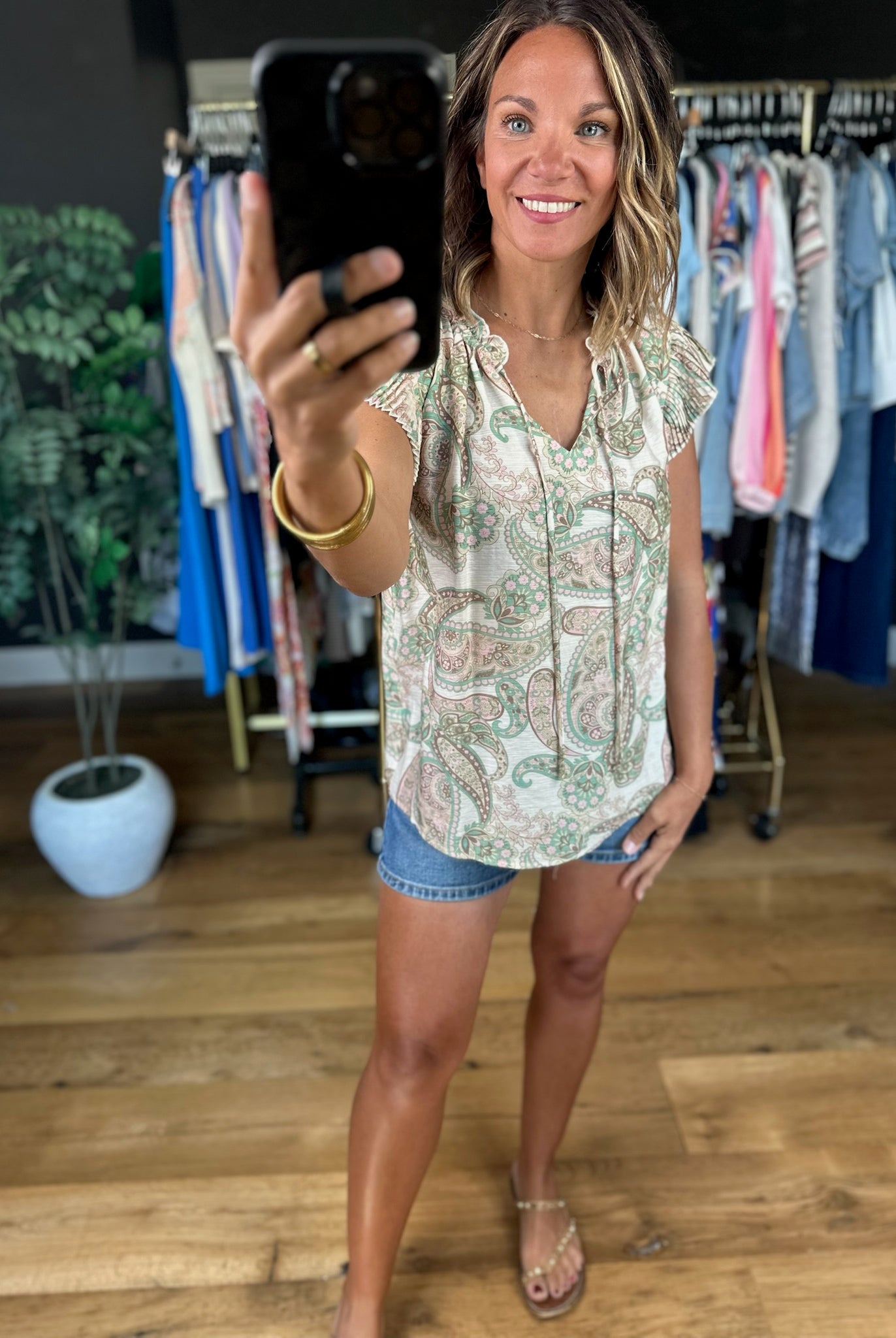 The Right Romance Patterned Top-Short Sleeves-voy-Anna Kaytes Boutique, Women's Fashion Boutique in Grinnell, Iowa