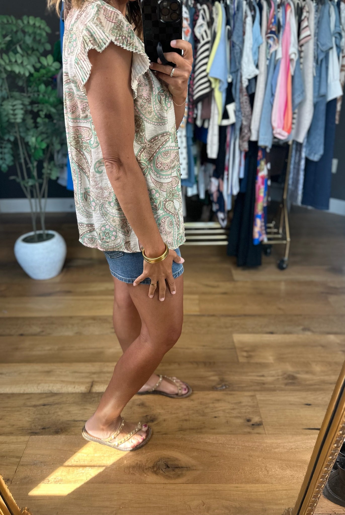 The Right Romance Patterned Top-Short Sleeves-voy-Anna Kaytes Boutique, Women's Fashion Boutique in Grinnell, Iowa