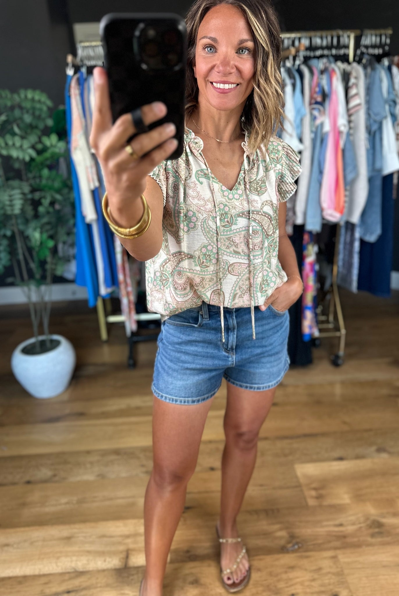 The Right Romance Patterned Top-Short Sleeves-voy-Anna Kaytes Boutique, Women's Fashion Boutique in Grinnell, Iowa