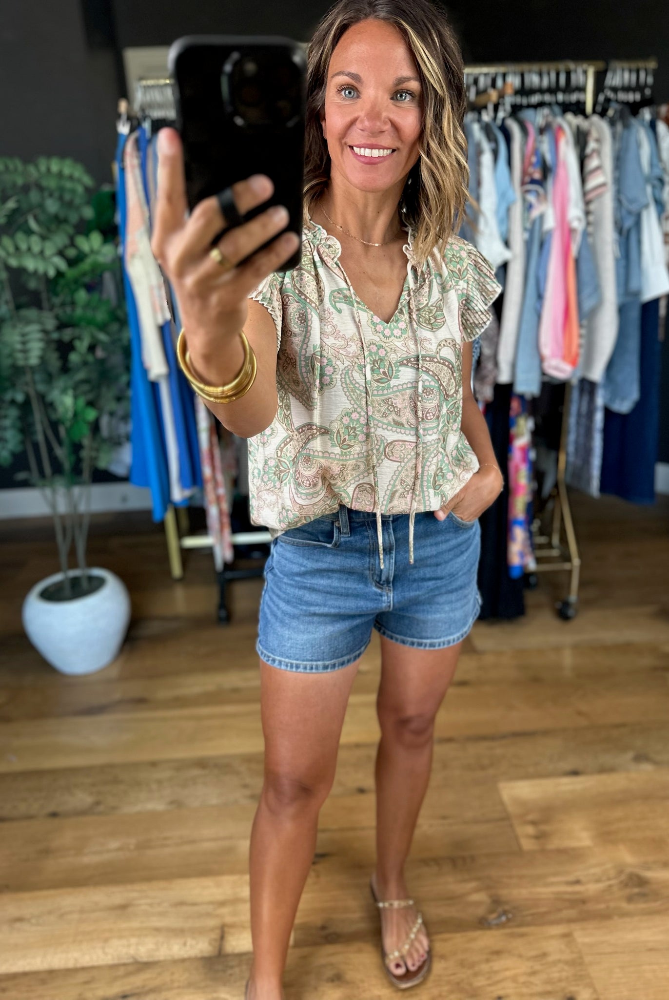 The Right Romance Patterned Top-Short Sleeves-voy-Anna Kaytes Boutique, Women's Fashion Boutique in Grinnell, Iowa