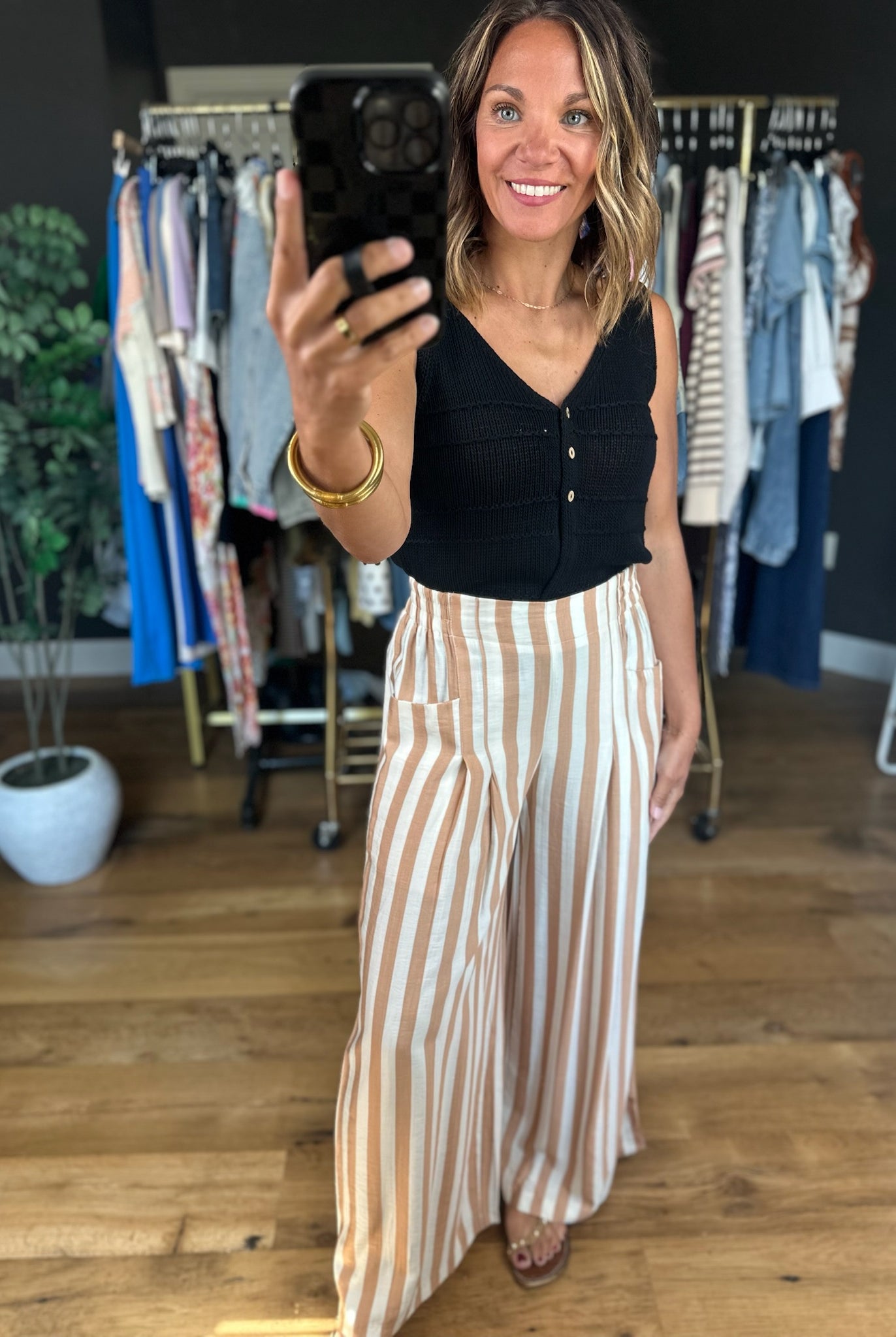All Behind Us Striped Wide-Leg Pant-Pants-Umgee-Anna Kaytes Boutique, Women's Fashion Boutique in Grinnell, Iowa