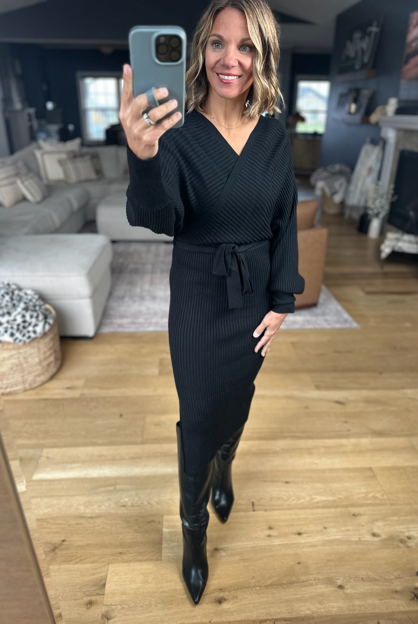 All I Want Knit Tie-Waist Sweater Dress-Dresses-She & Sky-Anna Kaytes Boutique, Women's Fashion Boutique in Grinnell, Iowa