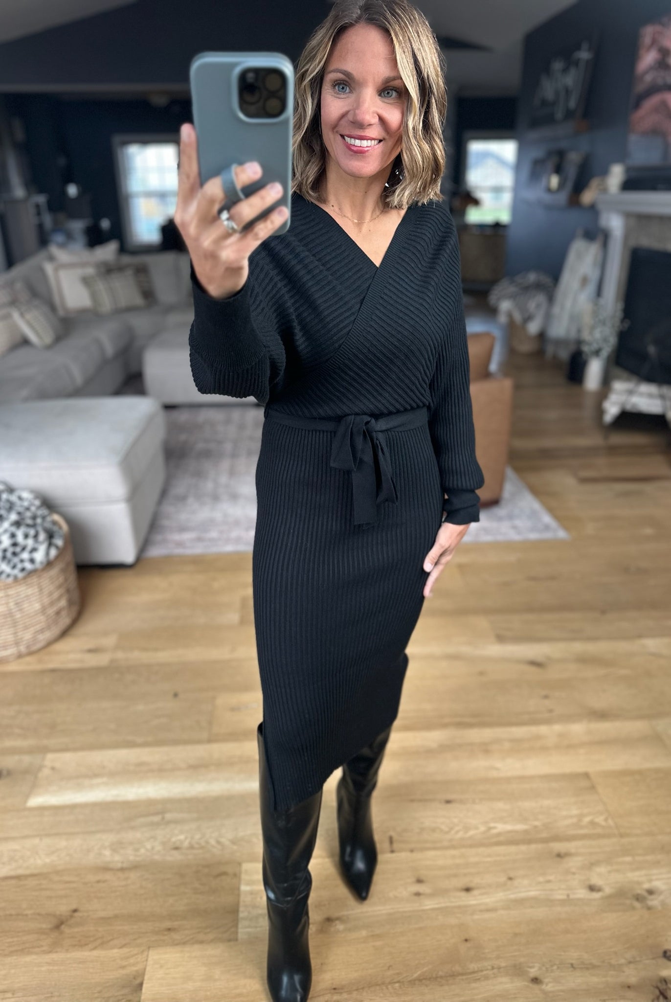 All I Want Knit Tie-Waist Sweater Dress-Dresses-She & Sky-Anna Kaytes Boutique, Women's Fashion Boutique in Grinnell, Iowa