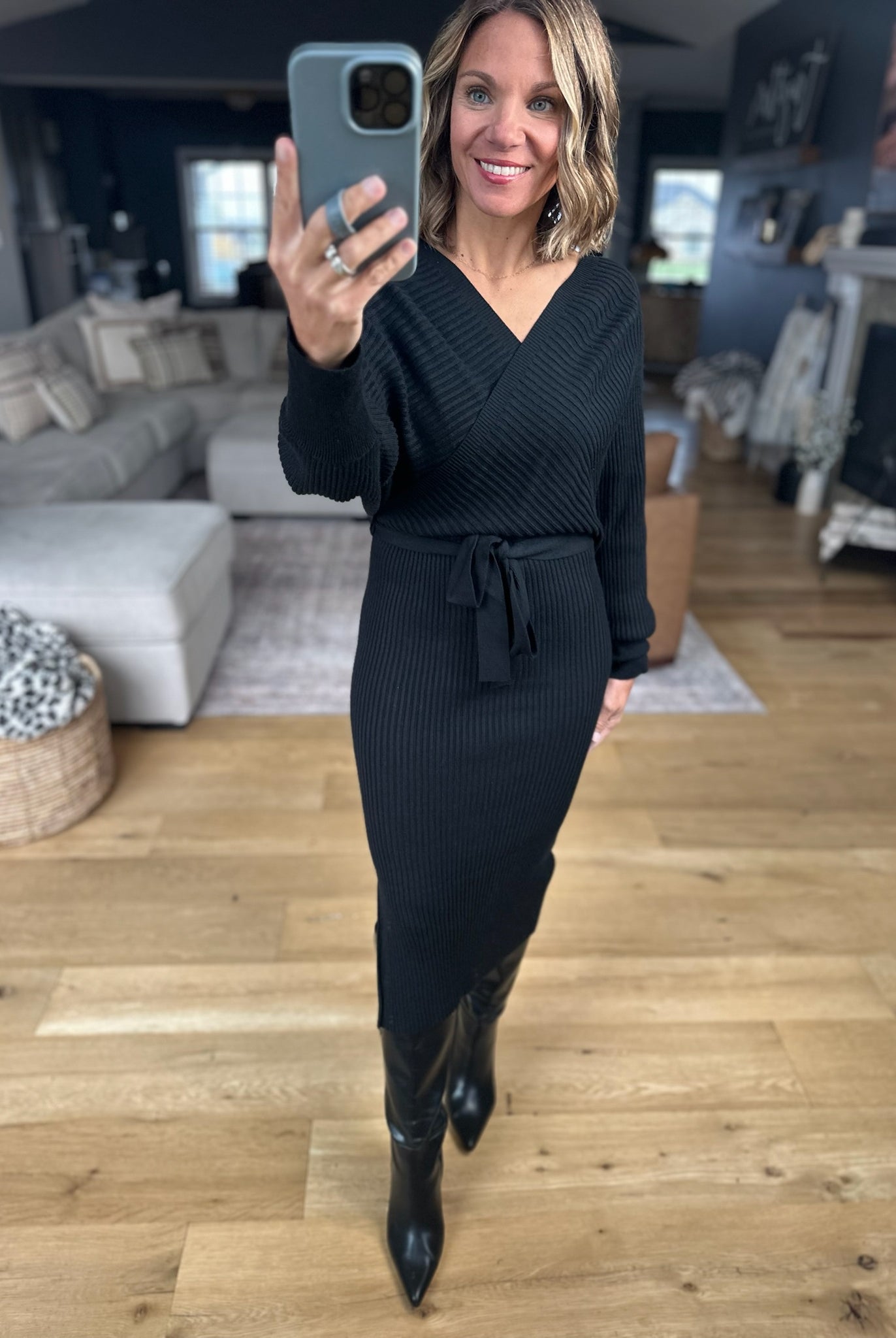 All I Want Knit Tie-Waist Sweater Dress-Dresses-She & Sky-Anna Kaytes Boutique, Women's Fashion Boutique in Grinnell, Iowa