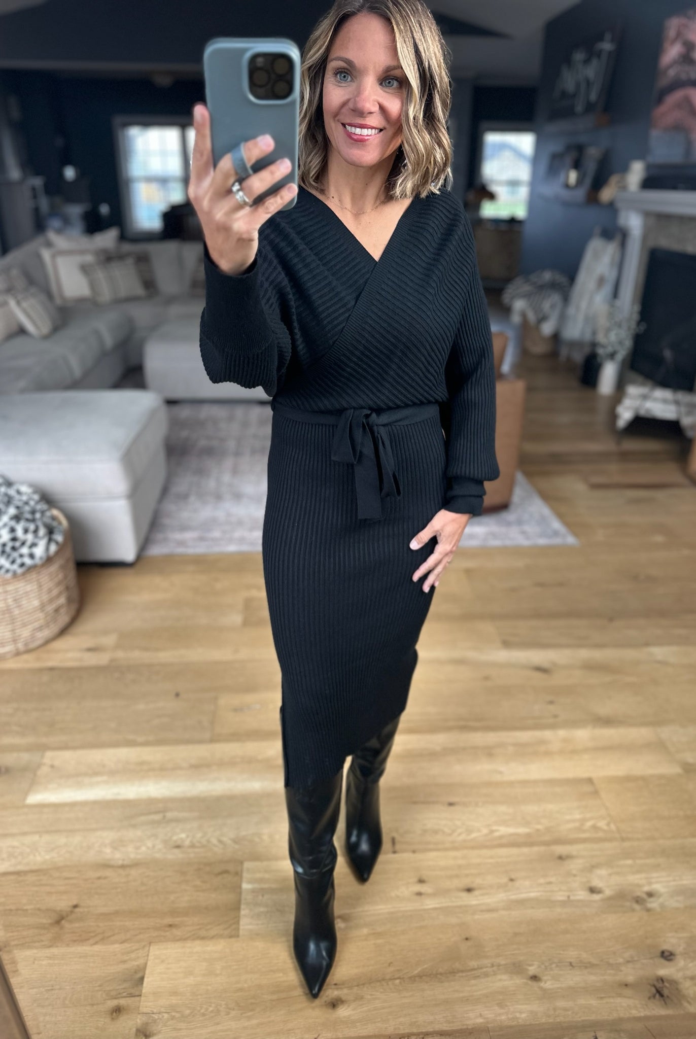 All I Want Knit Tie-Waist Sweater Dress-Dresses-She & Sky-Anna Kaytes Boutique, Women's Fashion Boutique in Grinnell, Iowa