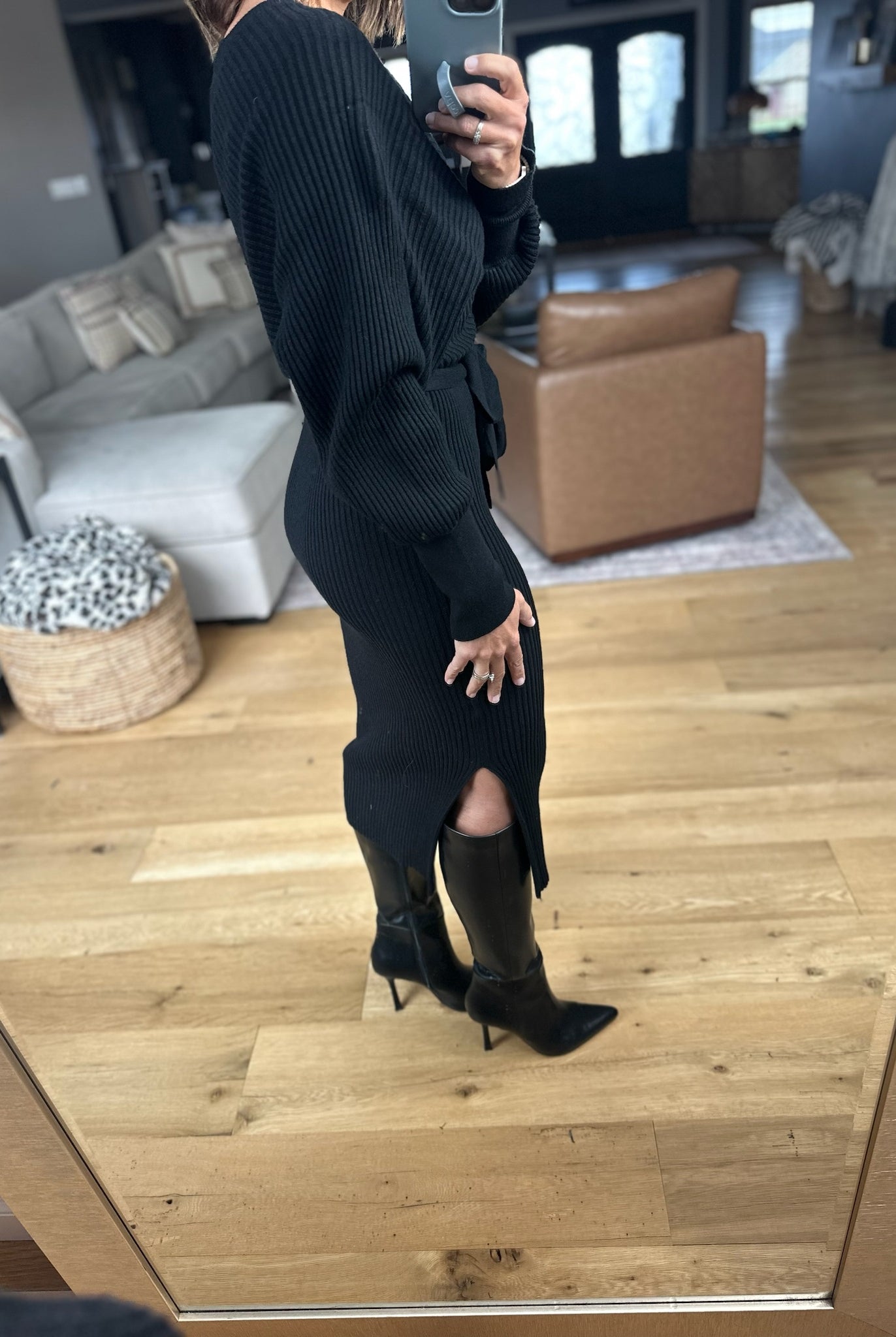 All I Want Knit Tie-Waist Sweater Dress-Dresses-She & Sky-Anna Kaytes Boutique, Women's Fashion Boutique in Grinnell, Iowa