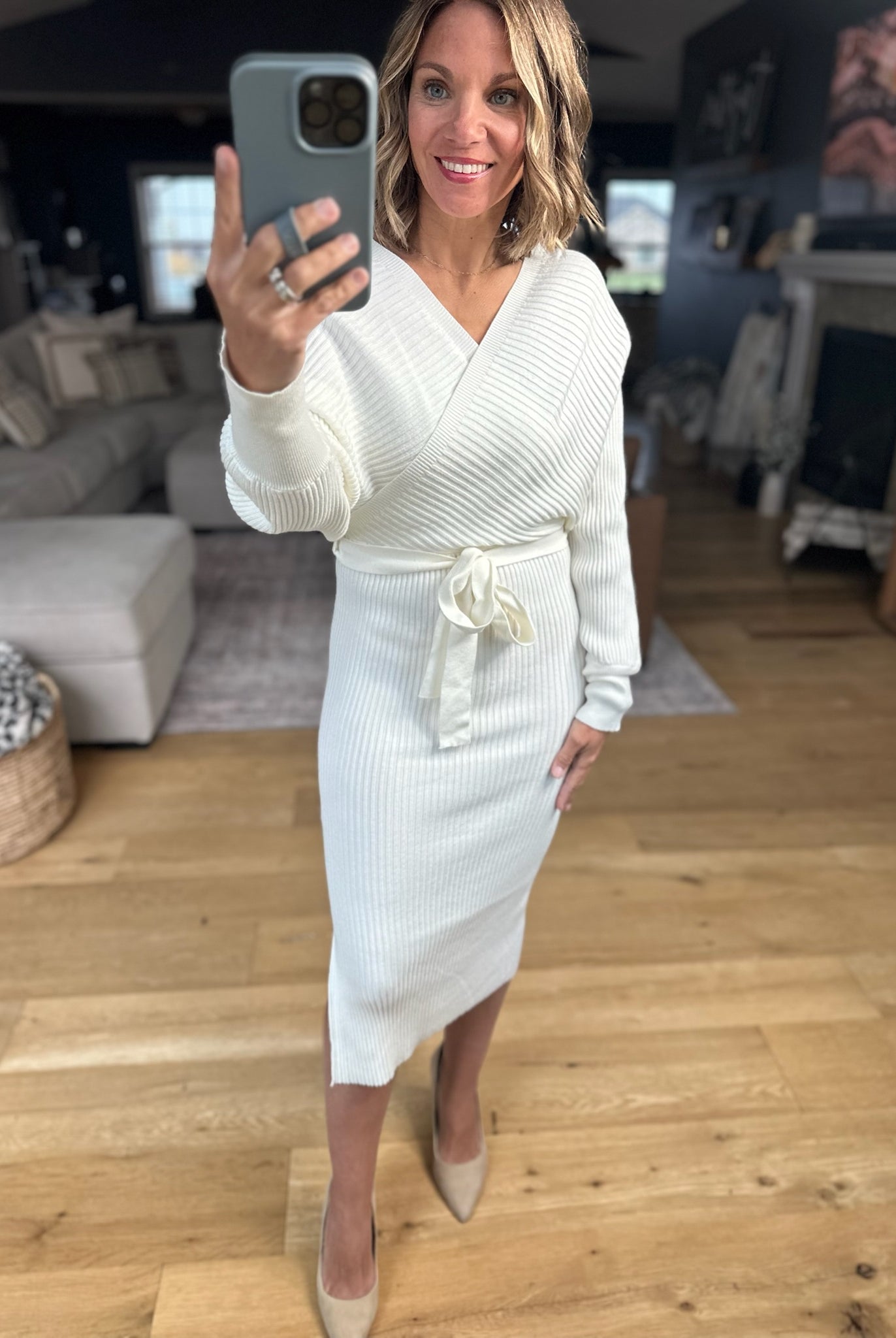 All I Want Knit Tie-Waist Sweater Dress-Dresses-She & Sky-Anna Kaytes Boutique, Women's Fashion Boutique in Grinnell, Iowa