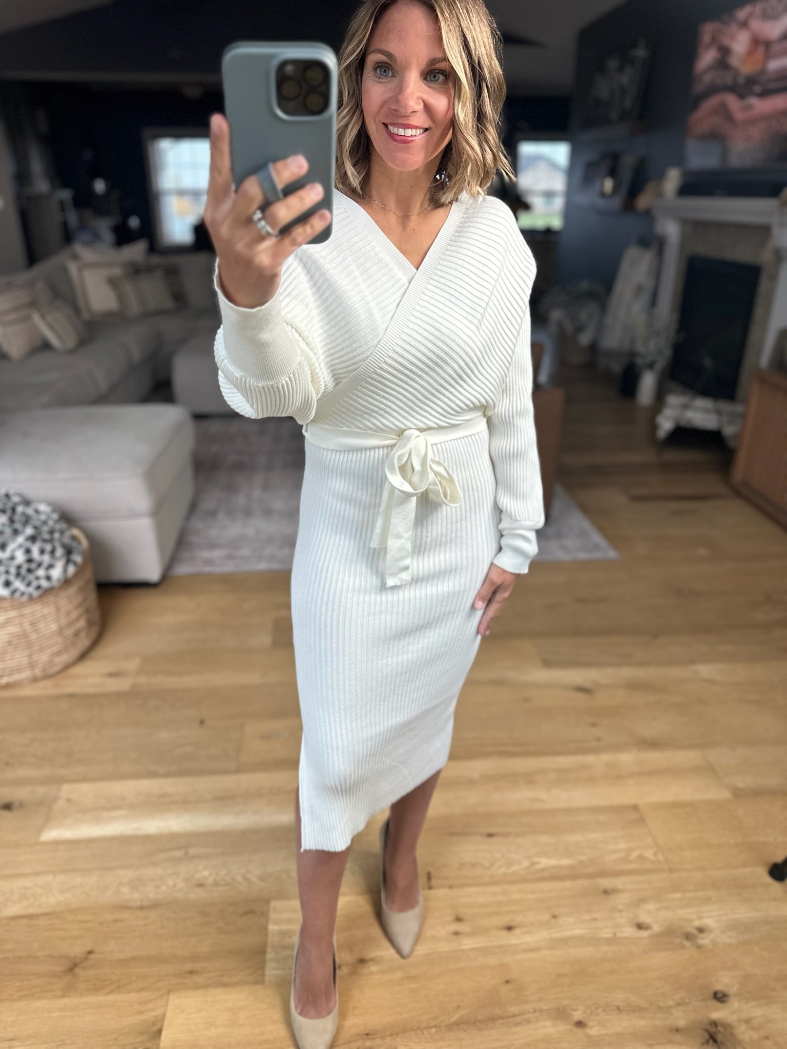 All I Want Knit Tie-Waist Sweater Dress-Dresses-She & Sky-Anna Kaytes Boutique, Women's Fashion Boutique in Grinnell, Iowa