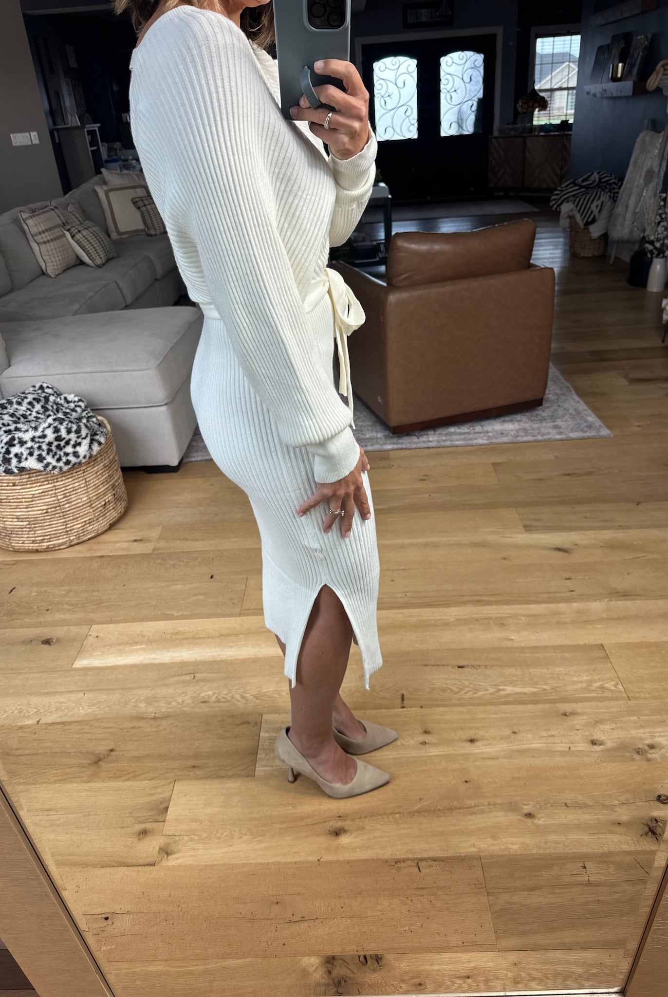 All I Want Knit Tie-Waist Sweater Dress-Dresses-She & Sky-Anna Kaytes Boutique, Women's Fashion Boutique in Grinnell, Iowa