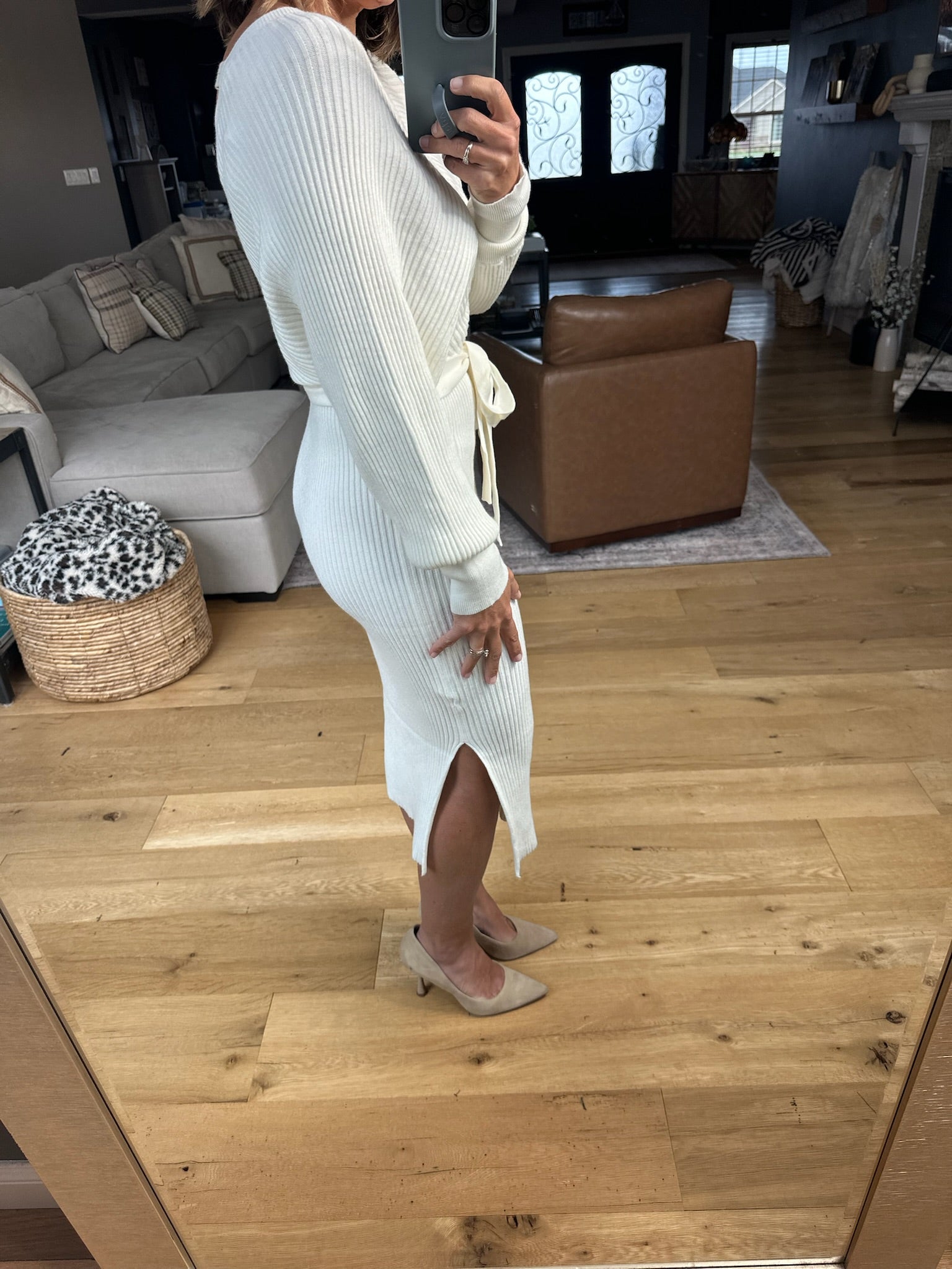 All I Want Knit Tie-Waist Sweater Dress-Dresses-She & Sky-Anna Kaytes Boutique, Women's Fashion Boutique in Grinnell, Iowa