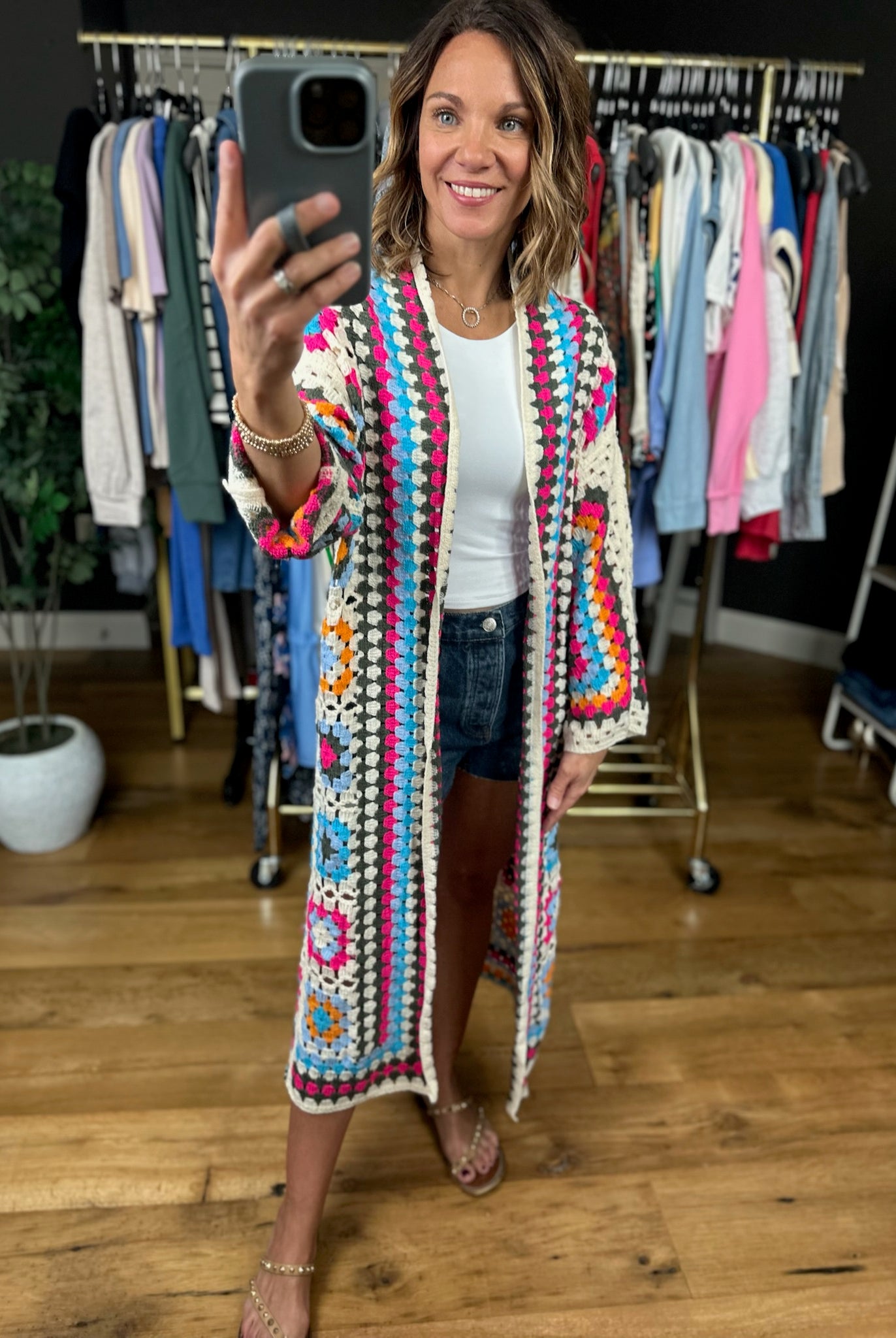 Threaded In Peace Crochet Cardigan-Sweaters-POL-Anna Kaytes Boutique, Women's Fashion Boutique in Grinnell, Iowa