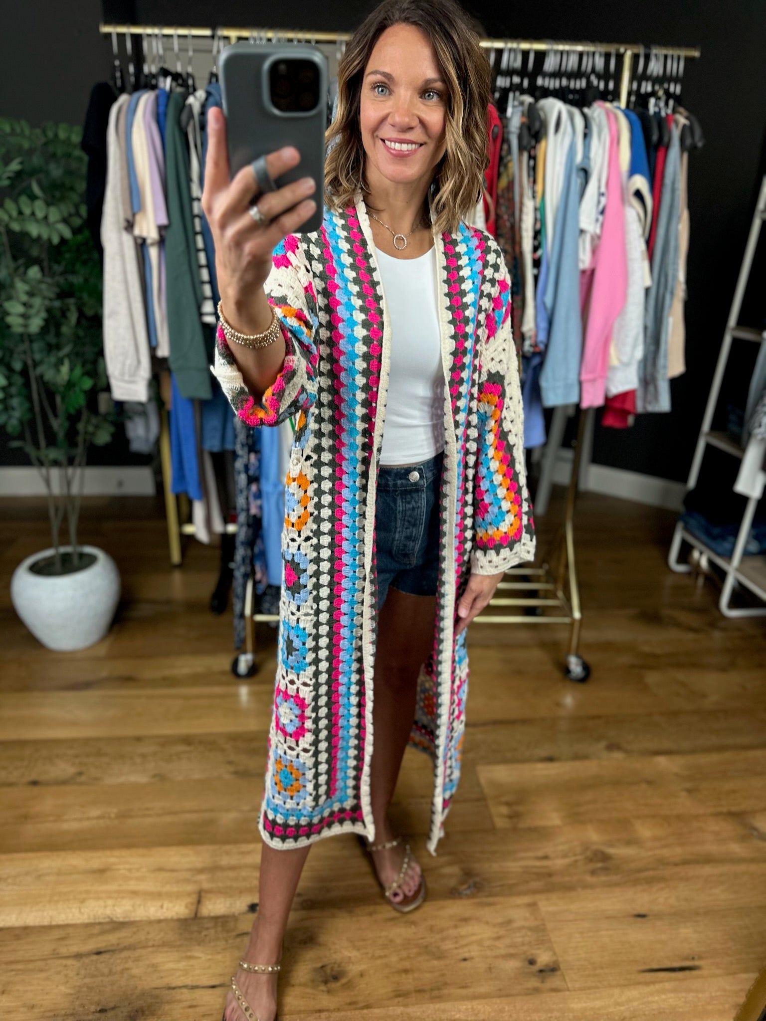 Threaded In Peace Crochet Cardigan-Sweaters-POL-Anna Kaytes Boutique, Women's Fashion Boutique in Grinnell, Iowa