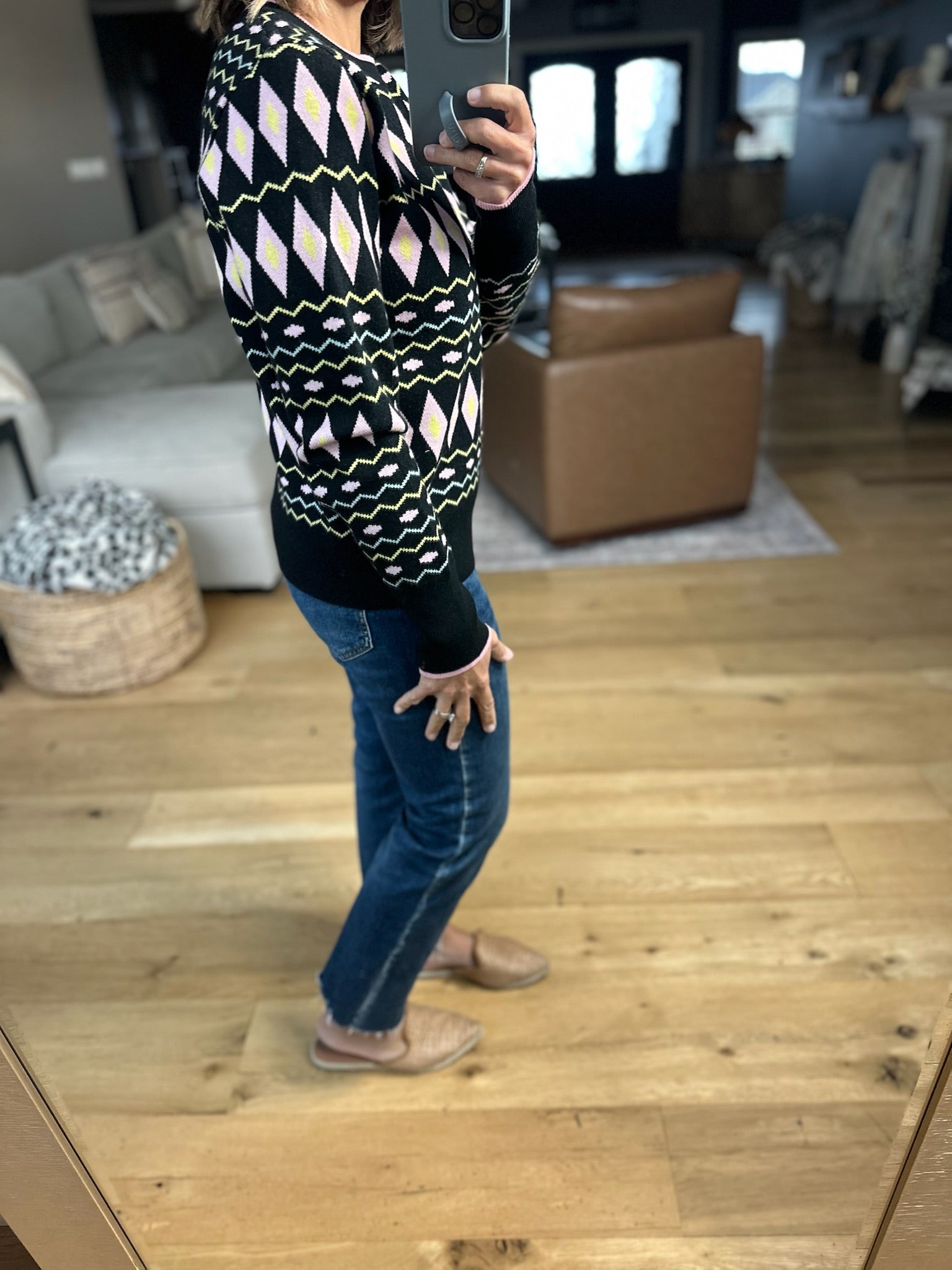 Most Of All Patterned Crew Sweater-Sweaters-& Merci-Anna Kaytes Boutique, Women's Fashion Boutique in Grinnell, Iowa