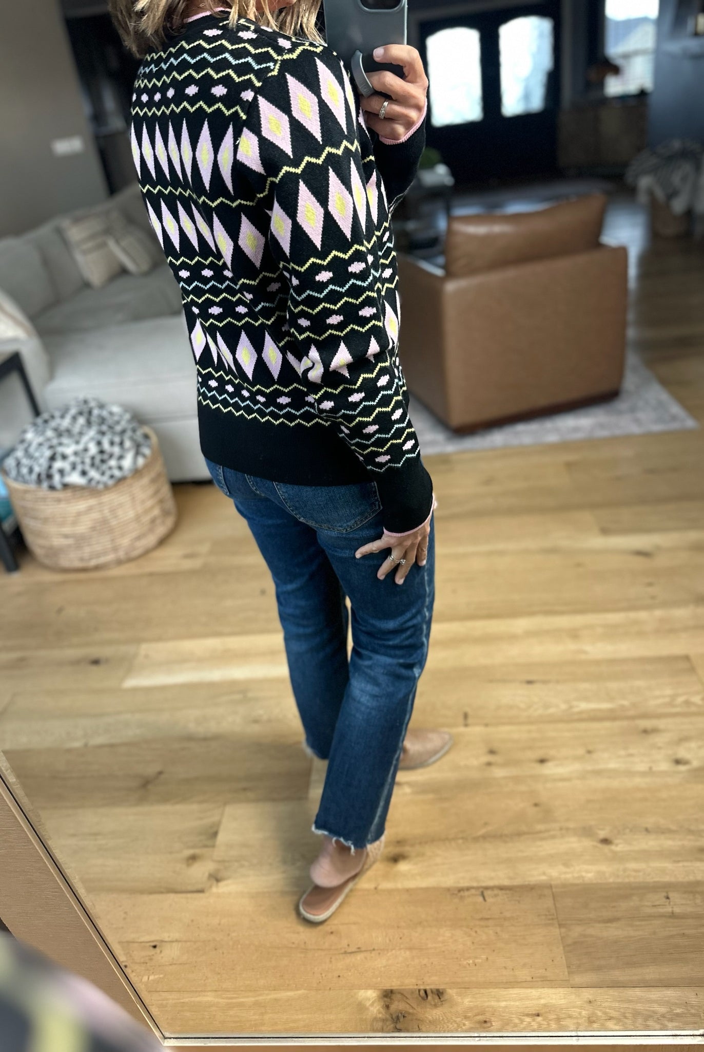 Most Of All Patterned Crew Sweater-Sweaters-& Merci-Anna Kaytes Boutique, Women's Fashion Boutique in Grinnell, Iowa