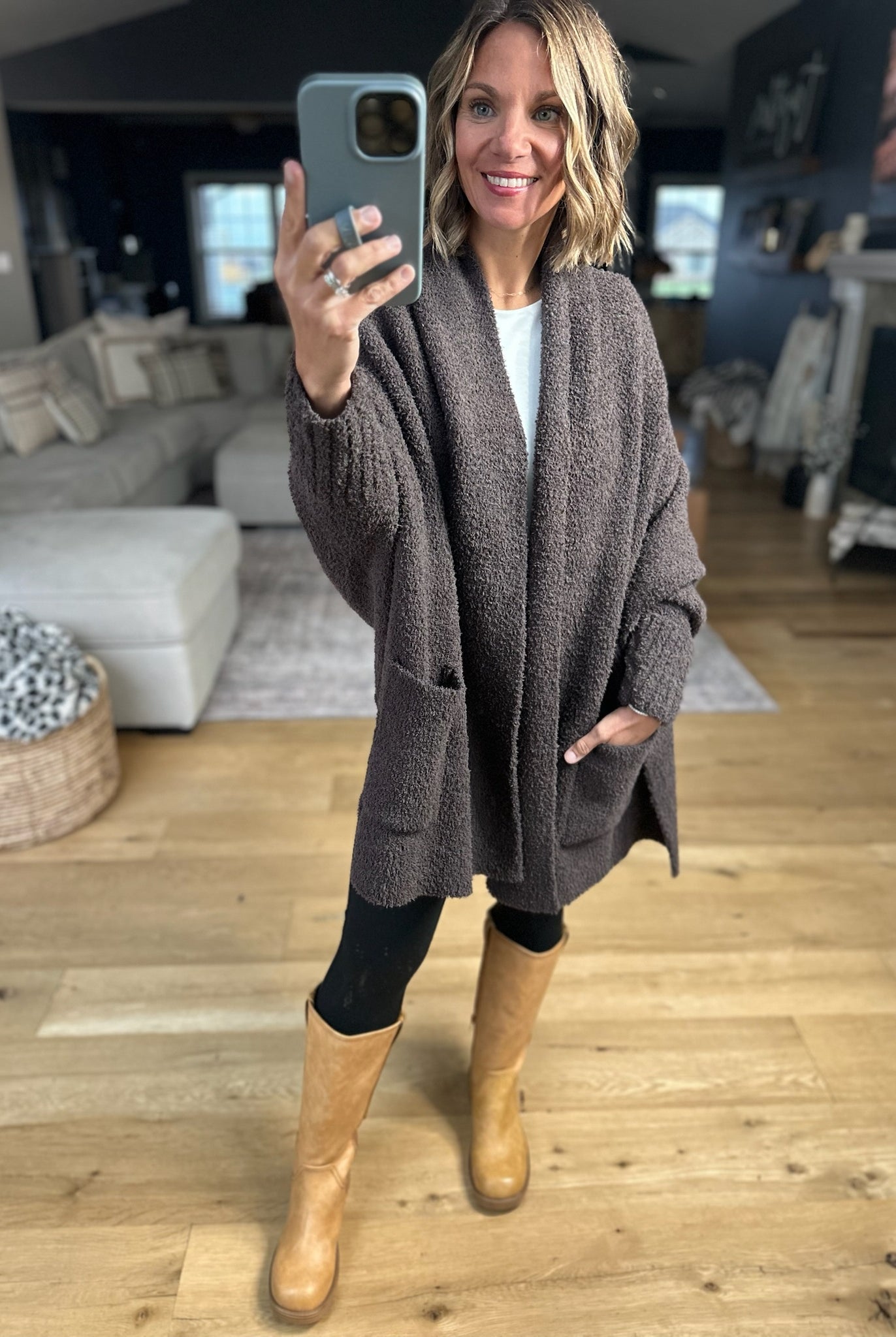 Cozy Intentions Pocket Cardigan-Sweaters-Blu Ivy-Anna Kaytes Boutique, Women's Fashion Boutique in Grinnell, Iowa