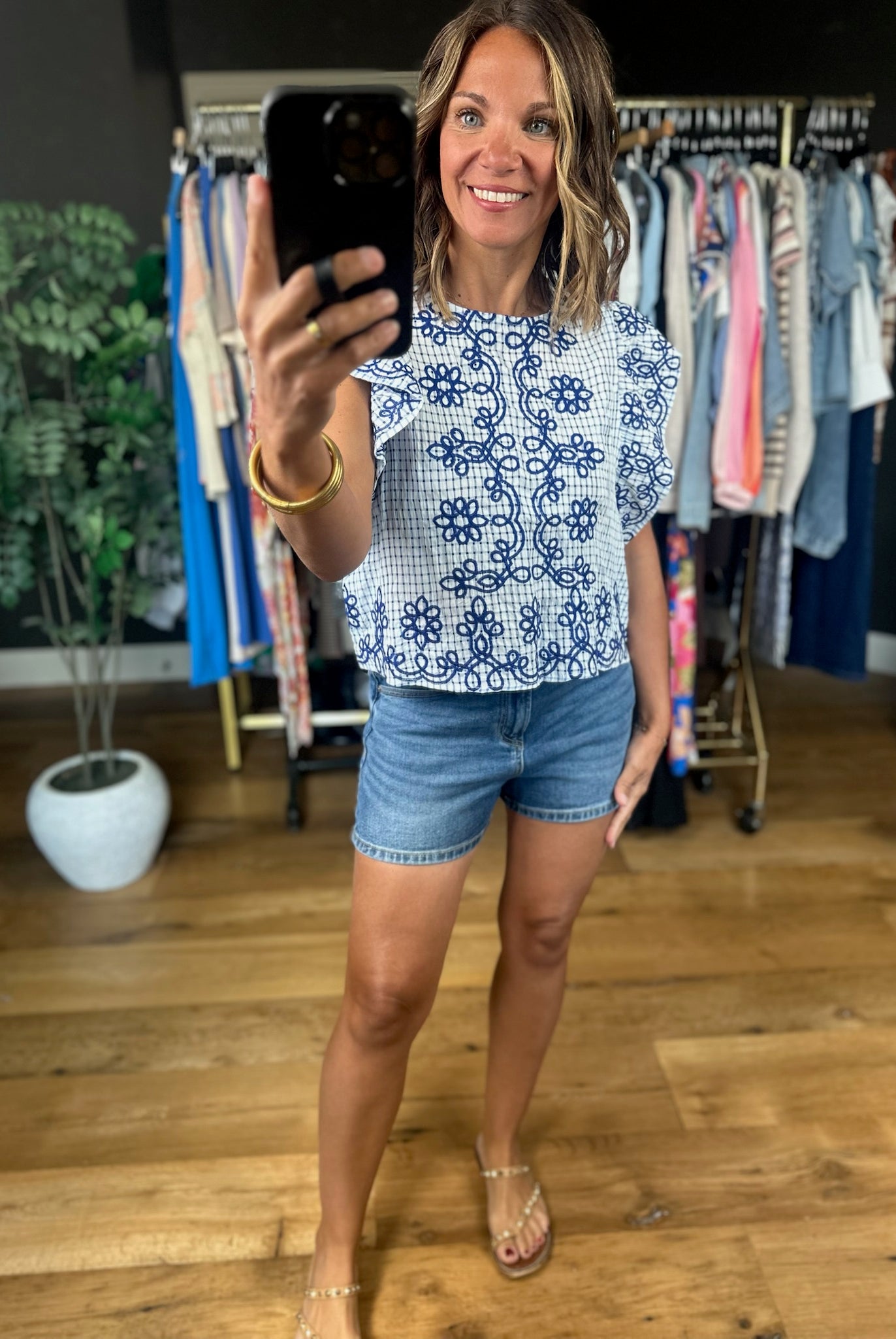 In The Right Place Flutter-Sleeve Top-Short Sleeves-THML-Anna Kaytes Boutique, Women's Fashion Boutique in Grinnell, Iowa