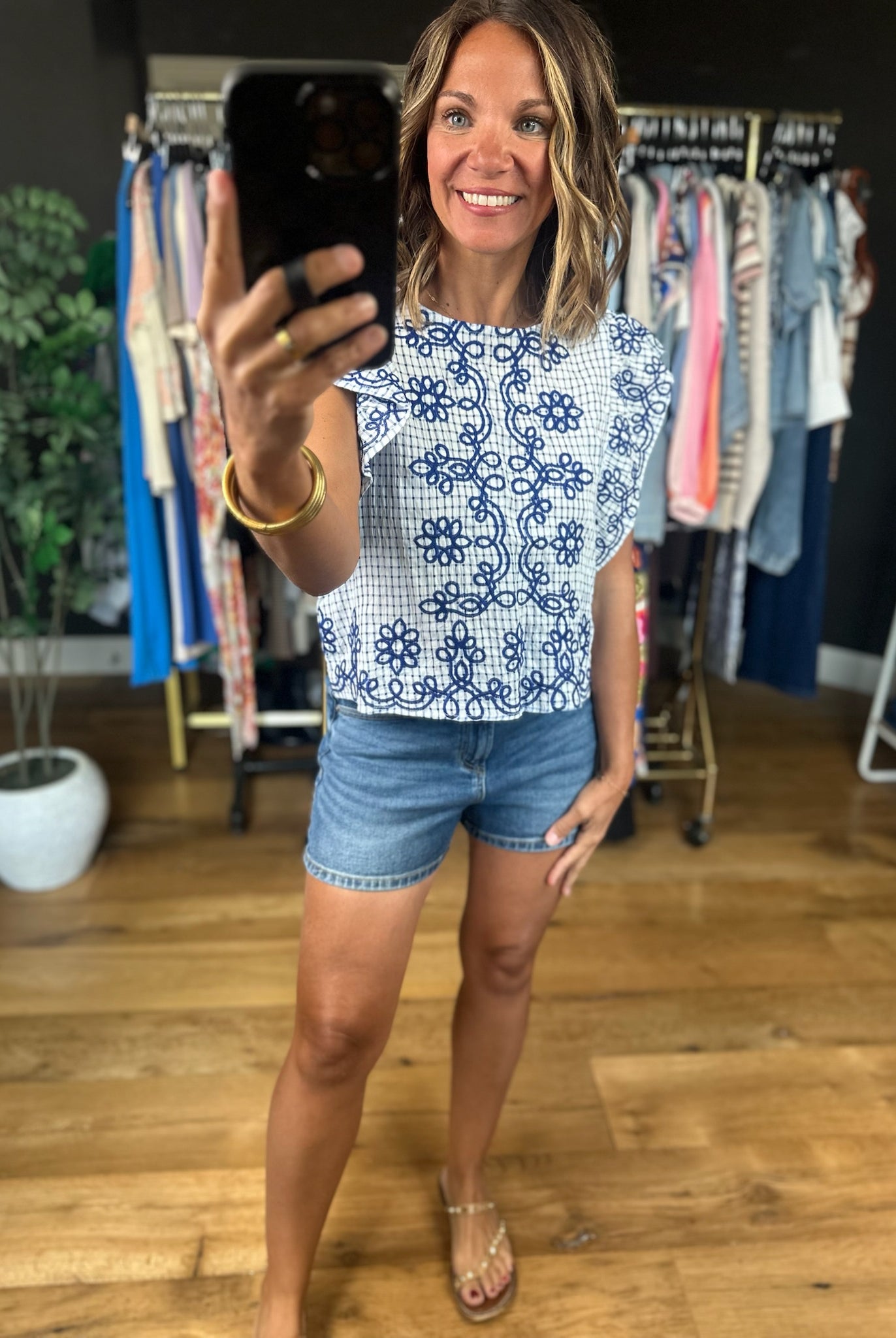 In The Right Place Flutter-Sleeve Top-Short Sleeves-THML-Anna Kaytes Boutique, Women's Fashion Boutique in Grinnell, Iowa