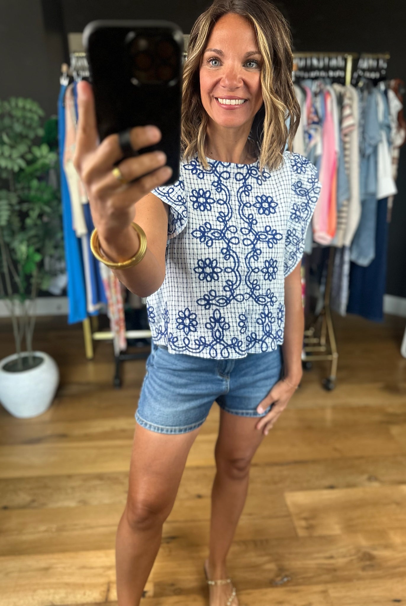 In The Right Place Flutter-Sleeve Top-Short Sleeves-THML-Anna Kaytes Boutique, Women's Fashion Boutique in Grinnell, Iowa