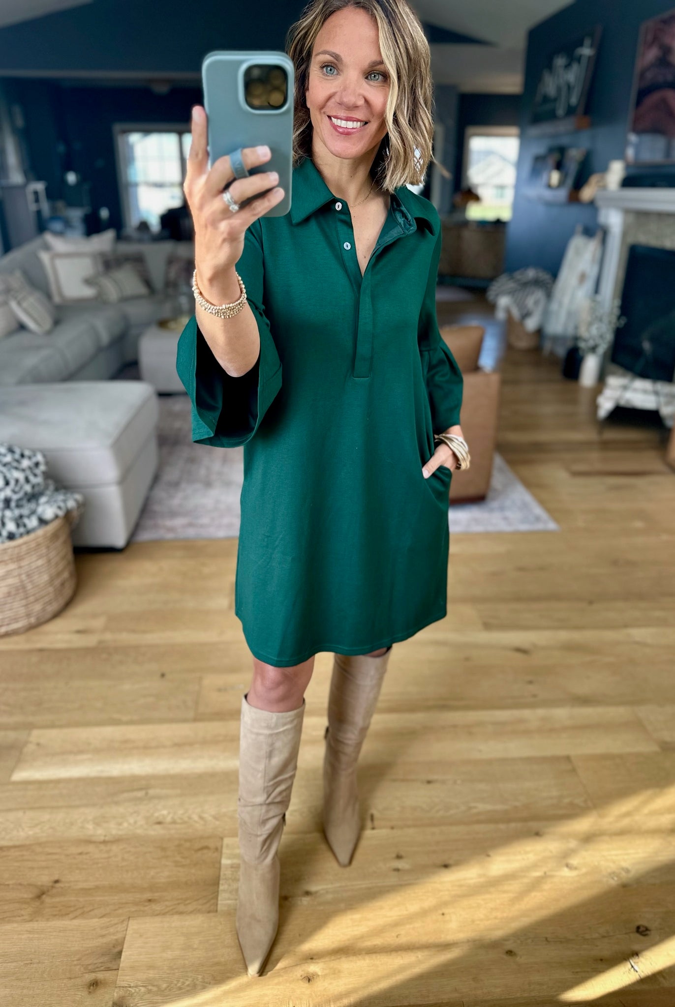 Keep You Close Pocket Shift Dress-Dresses-Entro-Anna Kaytes Boutique, Women's Fashion Boutique in Grinnell, Iowa