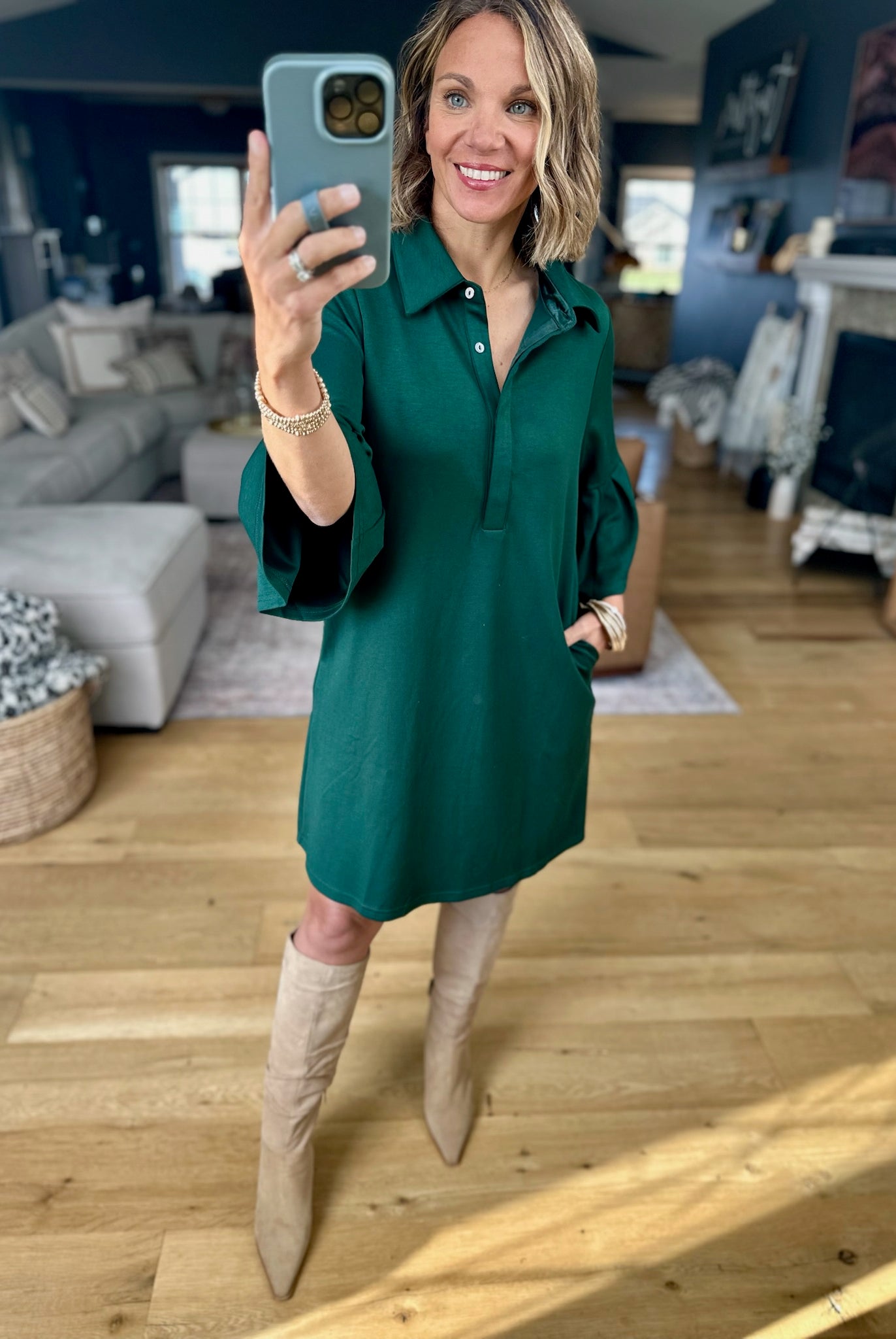 Keep You Close Pocket Shift Dress-Dresses-Entro-Anna Kaytes Boutique, Women's Fashion Boutique in Grinnell, Iowa