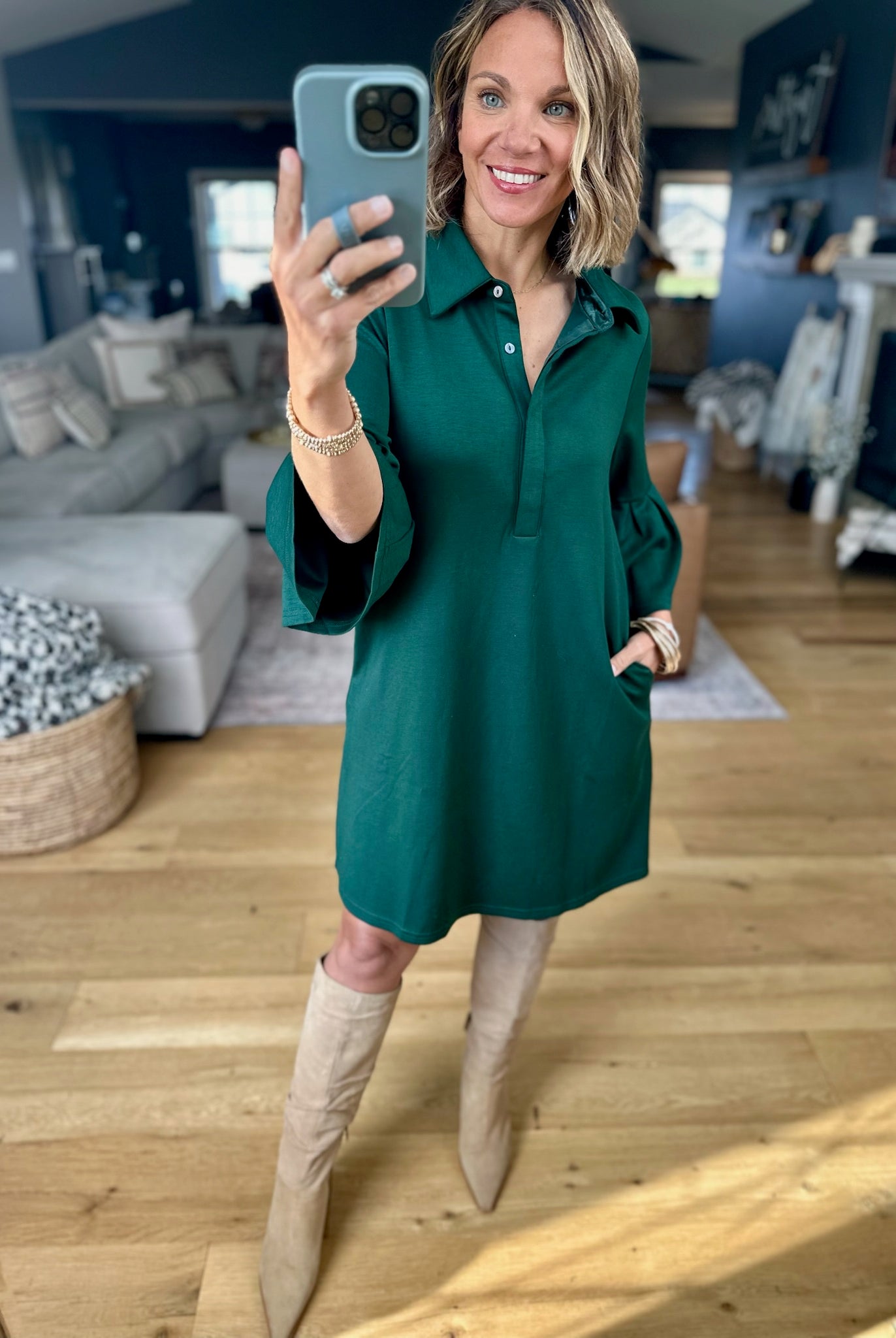 Keep You Close Pocket Shift Dress-Dresses-Entro-Anna Kaytes Boutique, Women's Fashion Boutique in Grinnell, Iowa