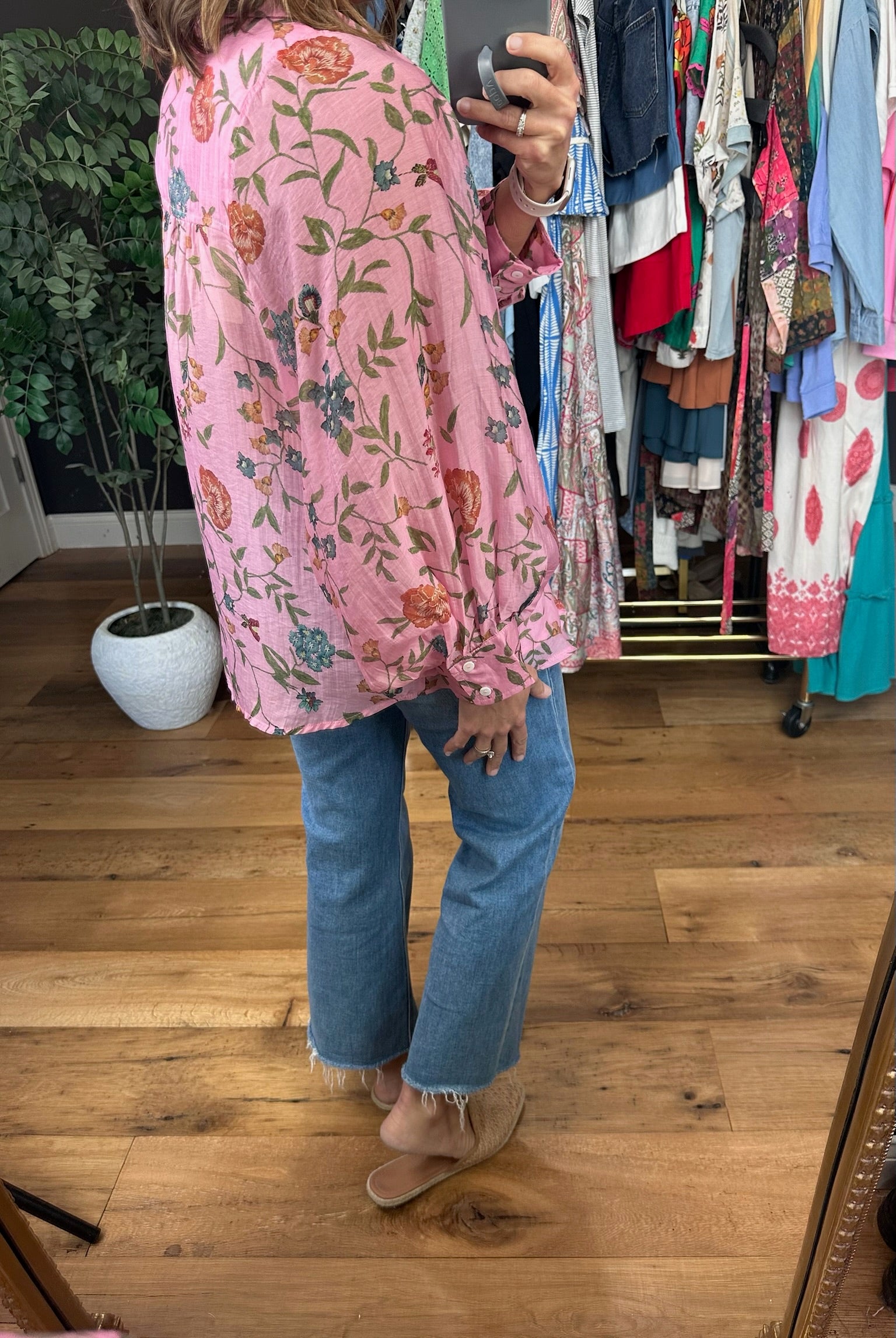 Finding Hope Button-Down Floral Top-Long Sleeves-Entro-Anna Kaytes Boutique, Women's Fashion Boutique in Grinnell, Iowa