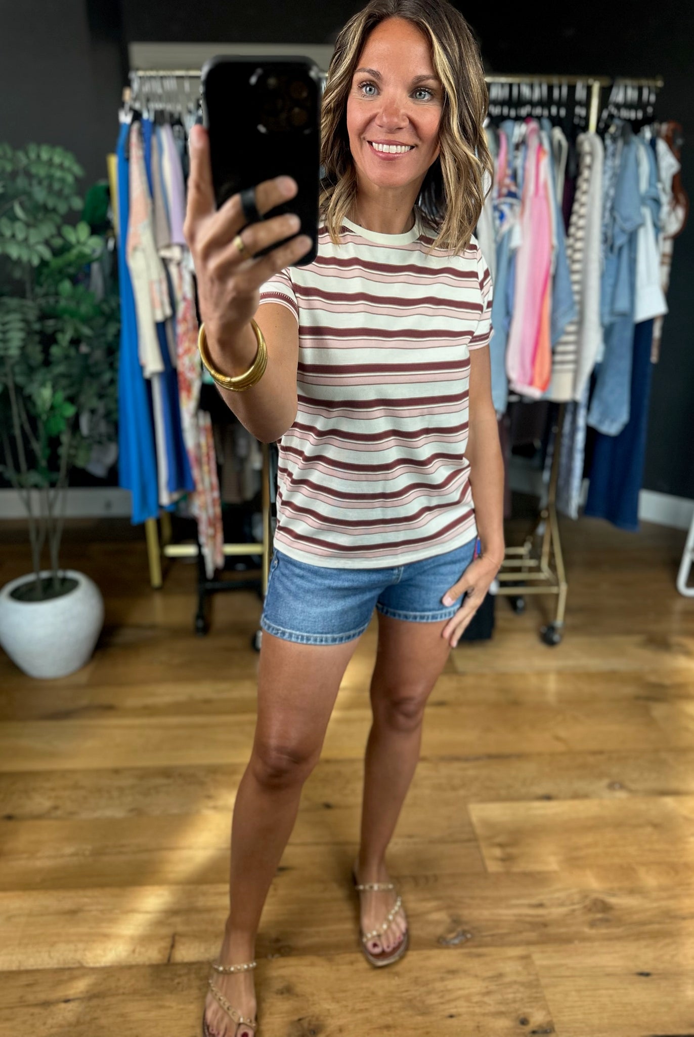 Right On Track Striped Tee-Short Sleeves-Thread & Supply-Anna Kaytes Boutique, Women's Fashion Boutique in Grinnell, Iowa