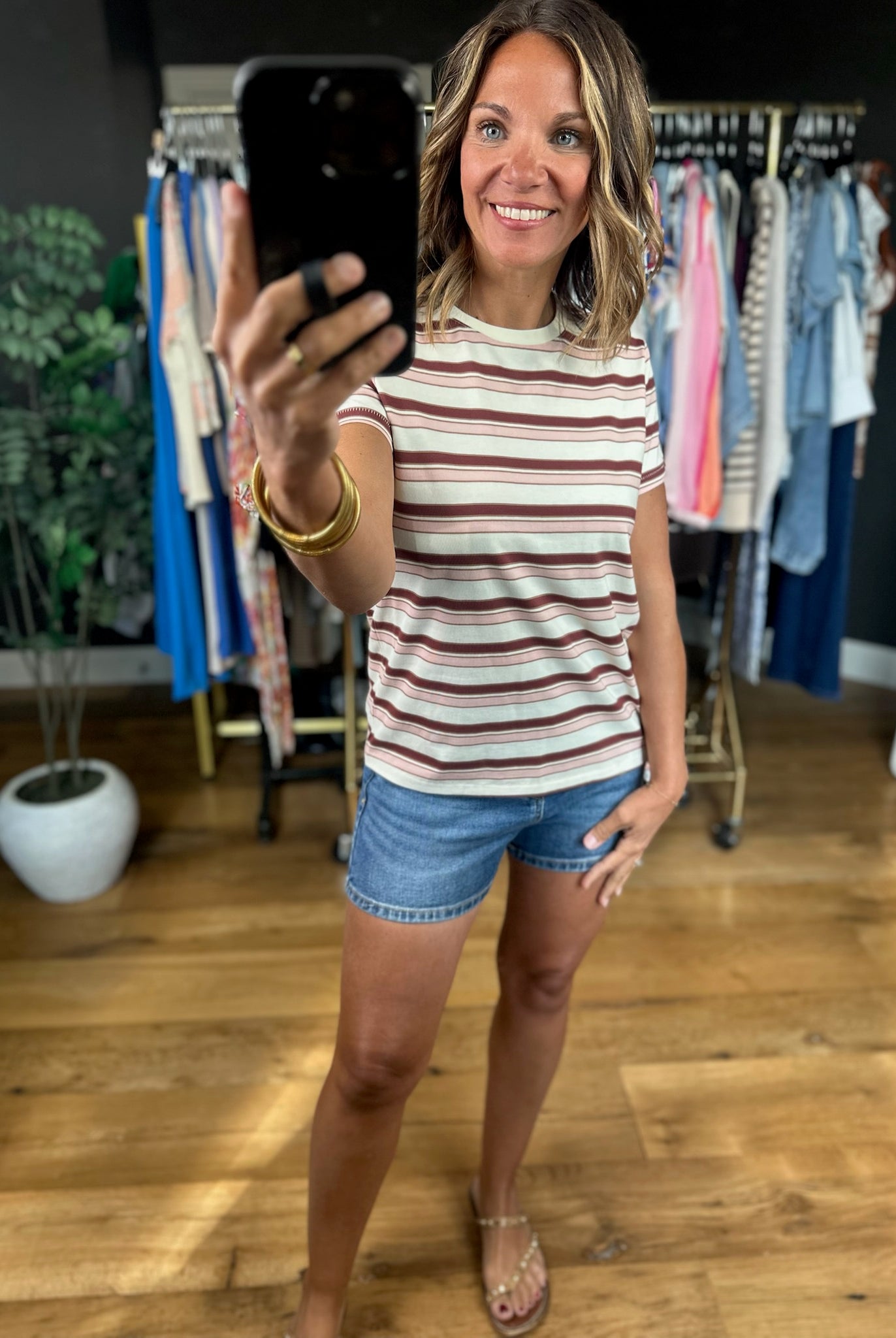 Right On Track Striped Tee-Short Sleeves-Thread & Supply-Anna Kaytes Boutique, Women's Fashion Boutique in Grinnell, Iowa