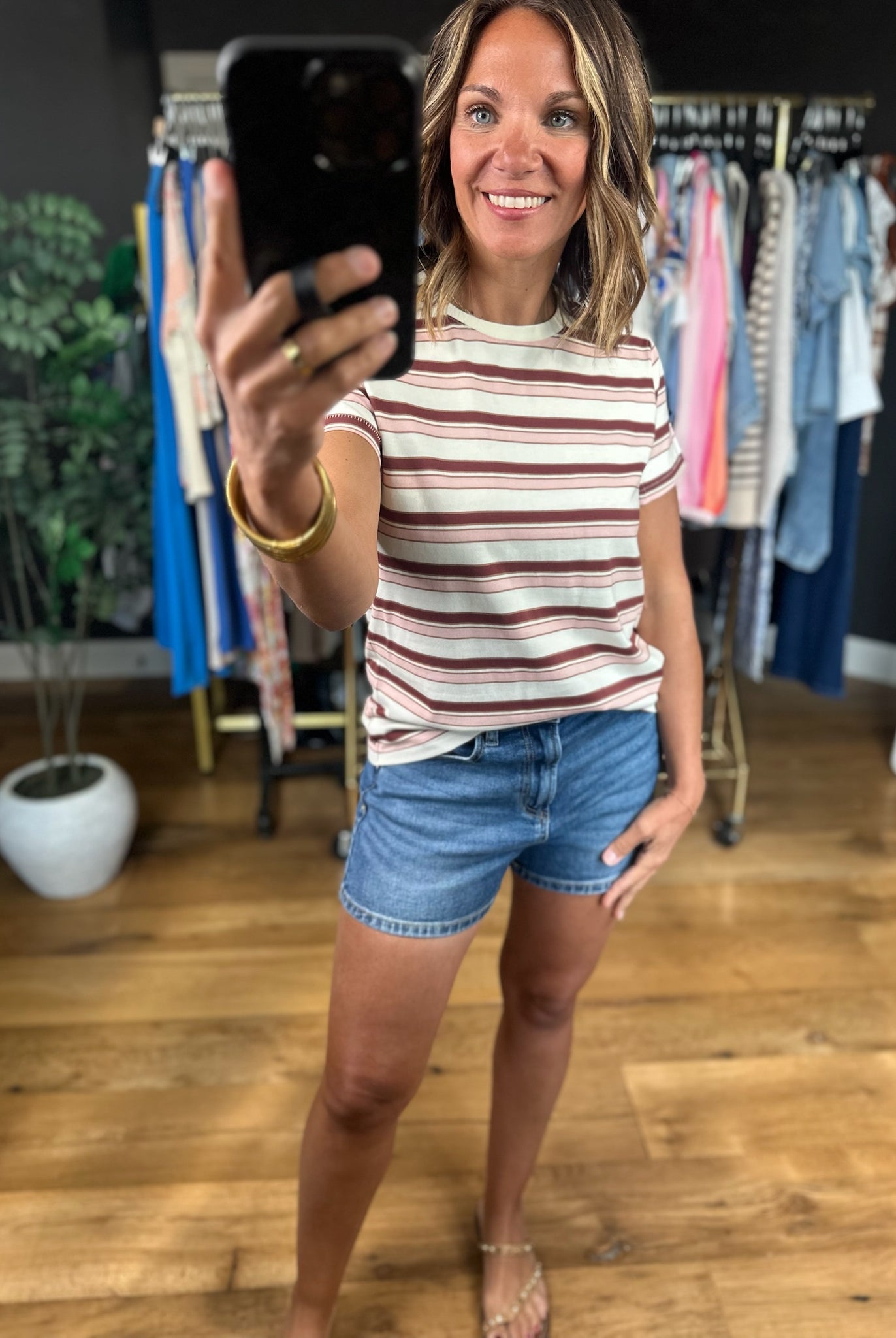 Right On Track Striped Tee-Short Sleeves-Thread & Supply-Anna Kaytes Boutique, Women's Fashion Boutique in Grinnell, Iowa