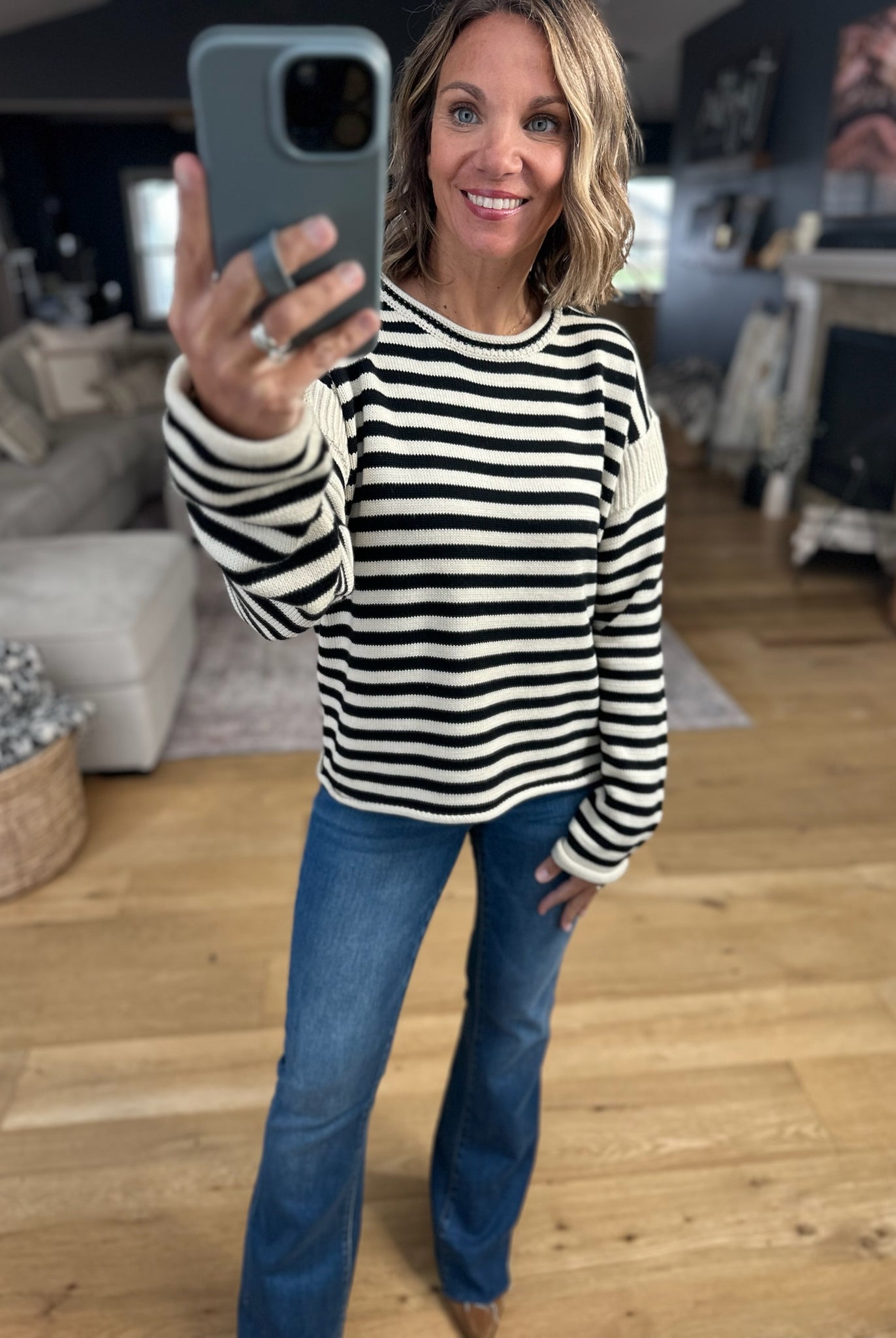Want Us To Be Striped Knit Sweater-Sweaters-Wishlist-Anna Kaytes Boutique, Women's Fashion Boutique in Grinnell, Iowa