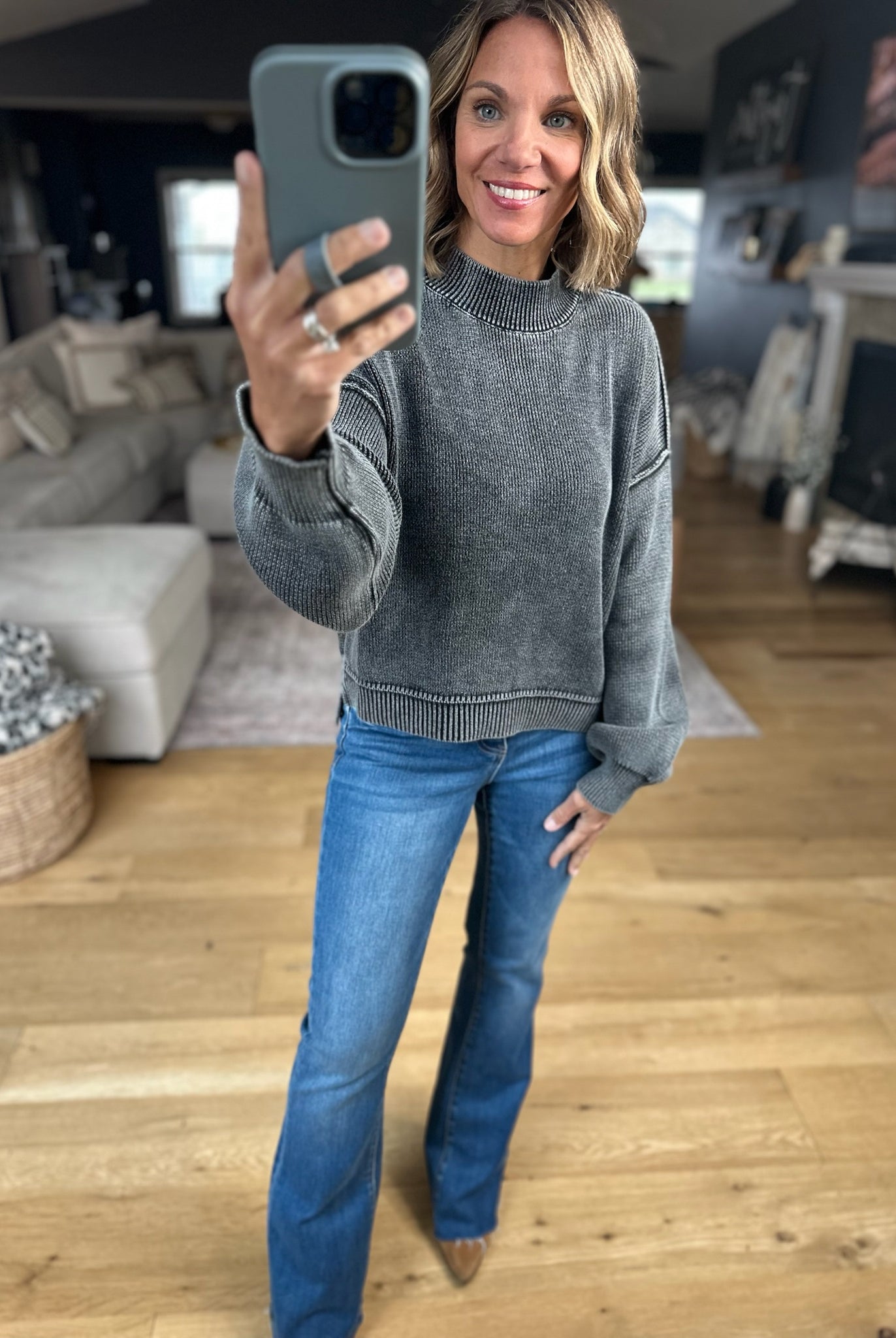 Between The Lines Mock-Neck Sweater-Sweaters-Wishlist-Anna Kaytes Boutique, Women's Fashion Boutique in Grinnell, Iowa