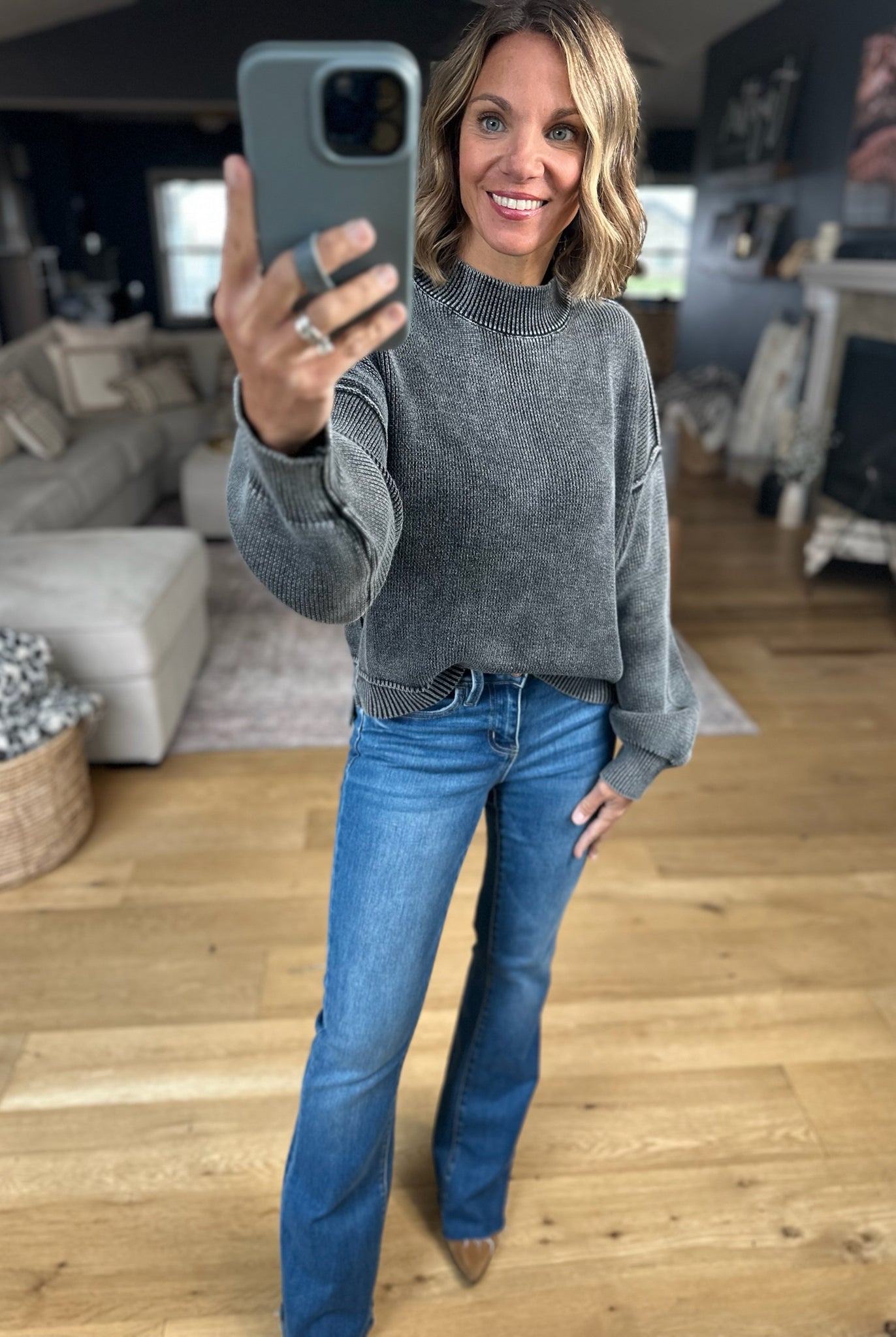 Between The Lines Mock-Neck Sweater-Sweaters-Wishlist-Anna Kaytes Boutique, Women's Fashion Boutique in Grinnell, Iowa