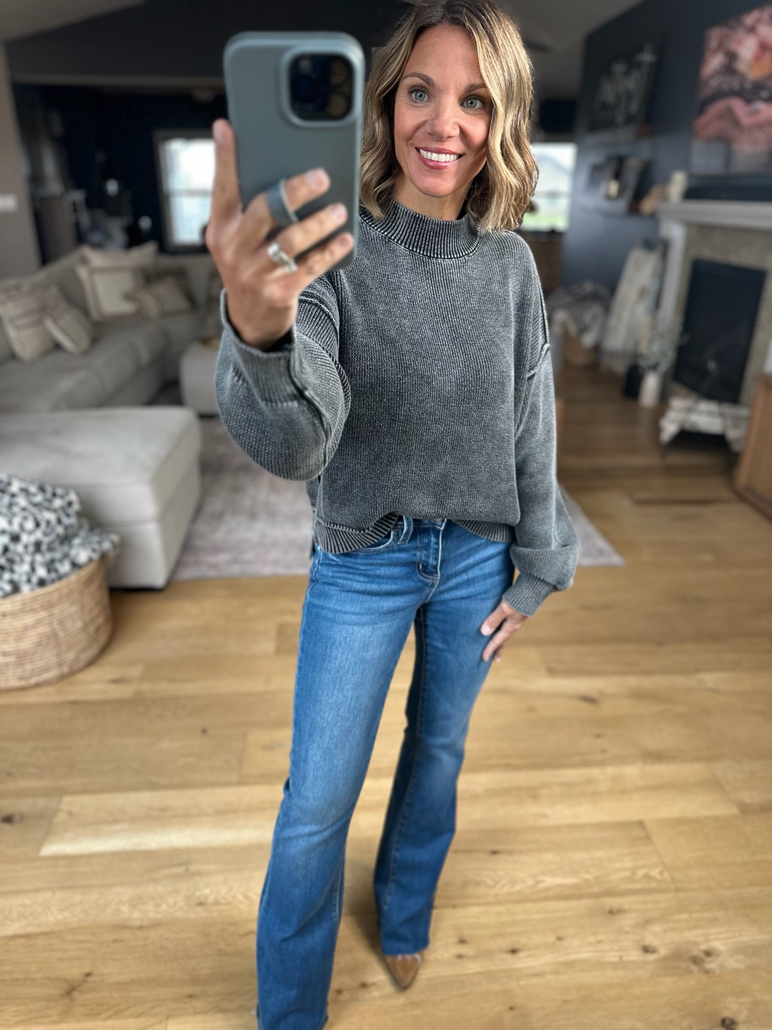 Between The Lines Mock-Neck Sweater-Sweaters-Wishlist-Anna Kaytes Boutique, Women's Fashion Boutique in Grinnell, Iowa