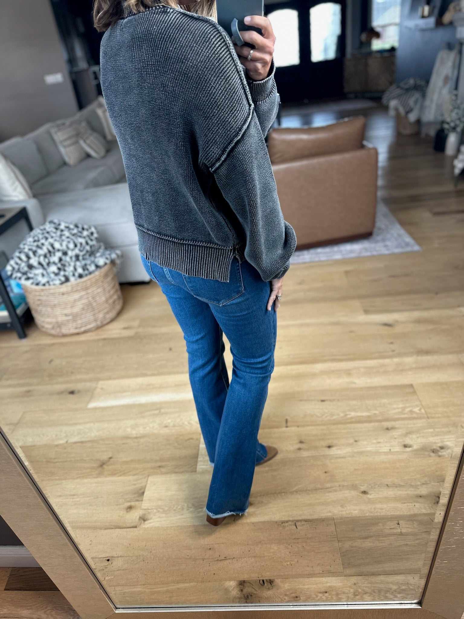 Between The Lines Mock-Neck Sweater-Sweaters-Wishlist-Anna Kaytes Boutique, Women's Fashion Boutique in Grinnell, Iowa