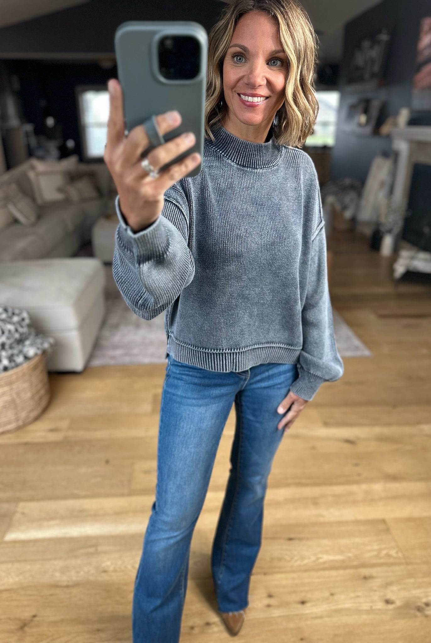 Between The Lines Mock-Neck Sweater-Sweaters-Wishlist-Anna Kaytes Boutique, Women's Fashion Boutique in Grinnell, Iowa