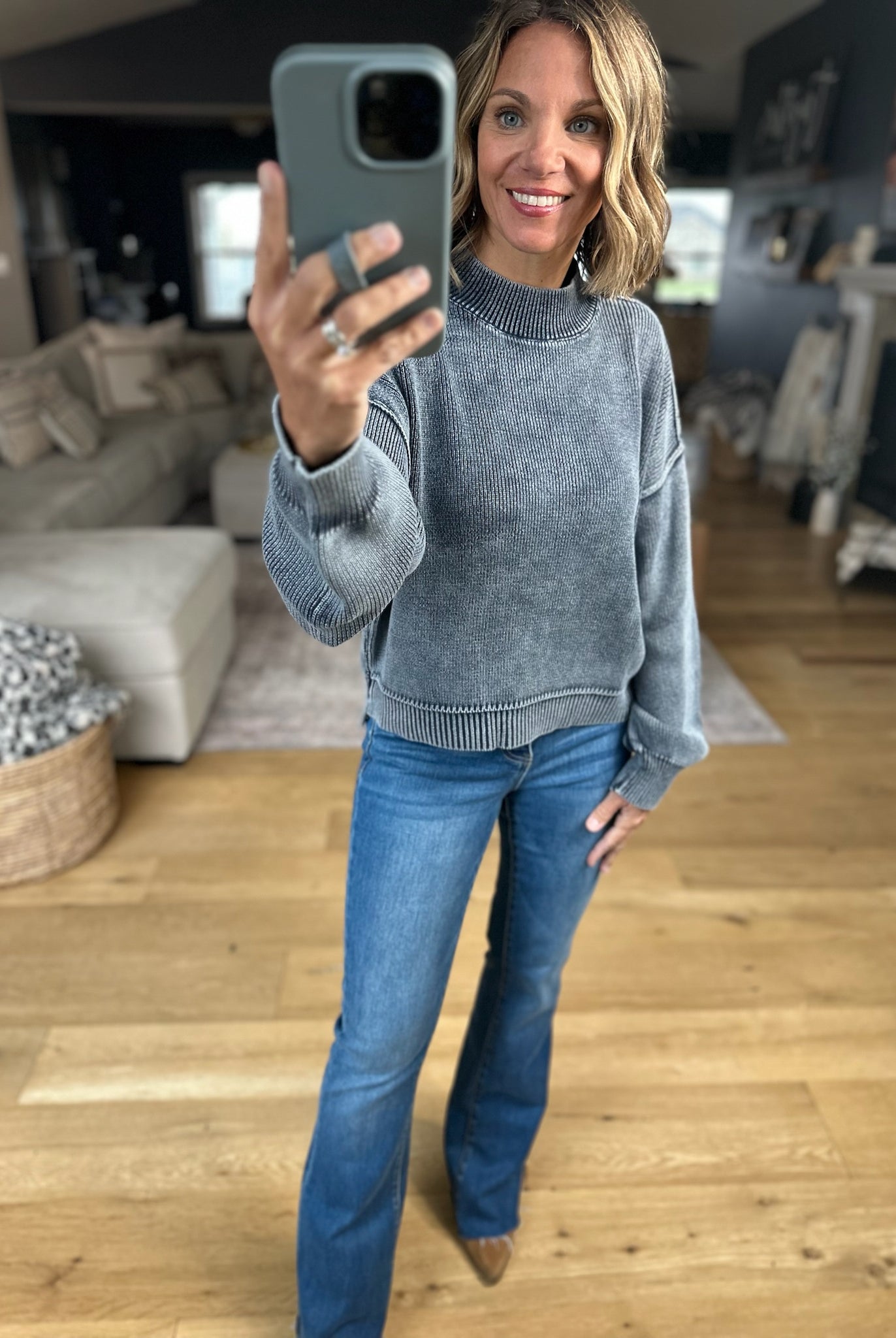 Between The Lines Mock-Neck Sweater-Sweaters-Wishlist-Anna Kaytes Boutique, Women's Fashion Boutique in Grinnell, Iowa